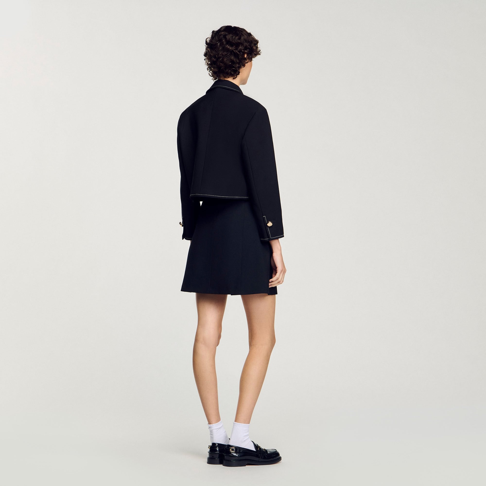 Sandro / Peter Pan collar cropped jacket Black