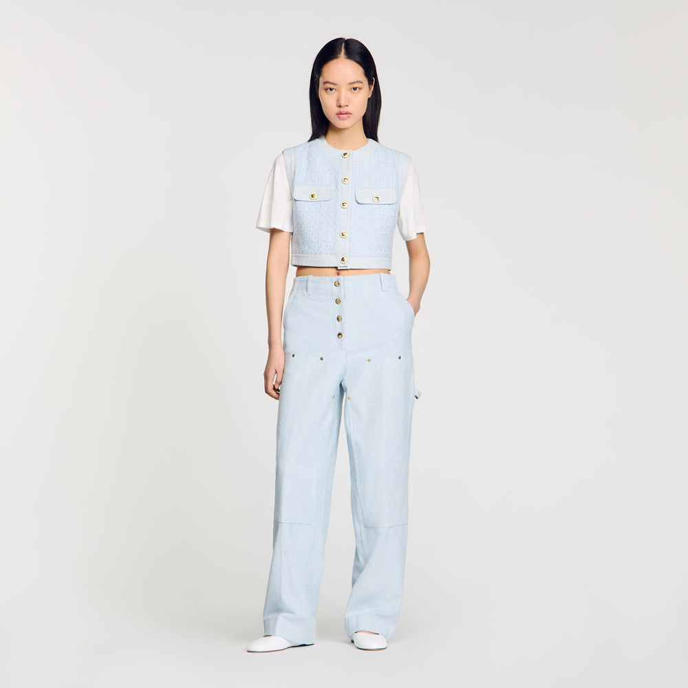 Sandro / Decorative tweed jacket Sky Blue