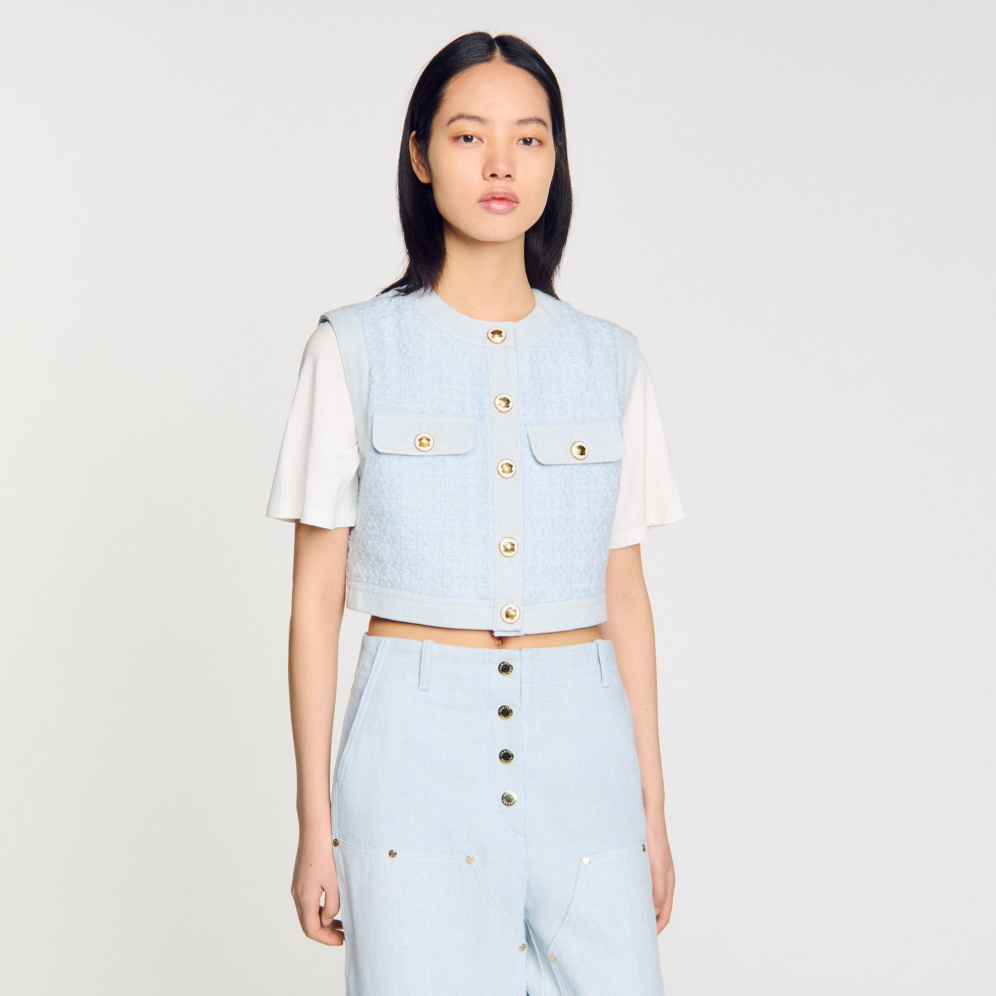 Sandro / Decorative tweed jacket Sky Blue