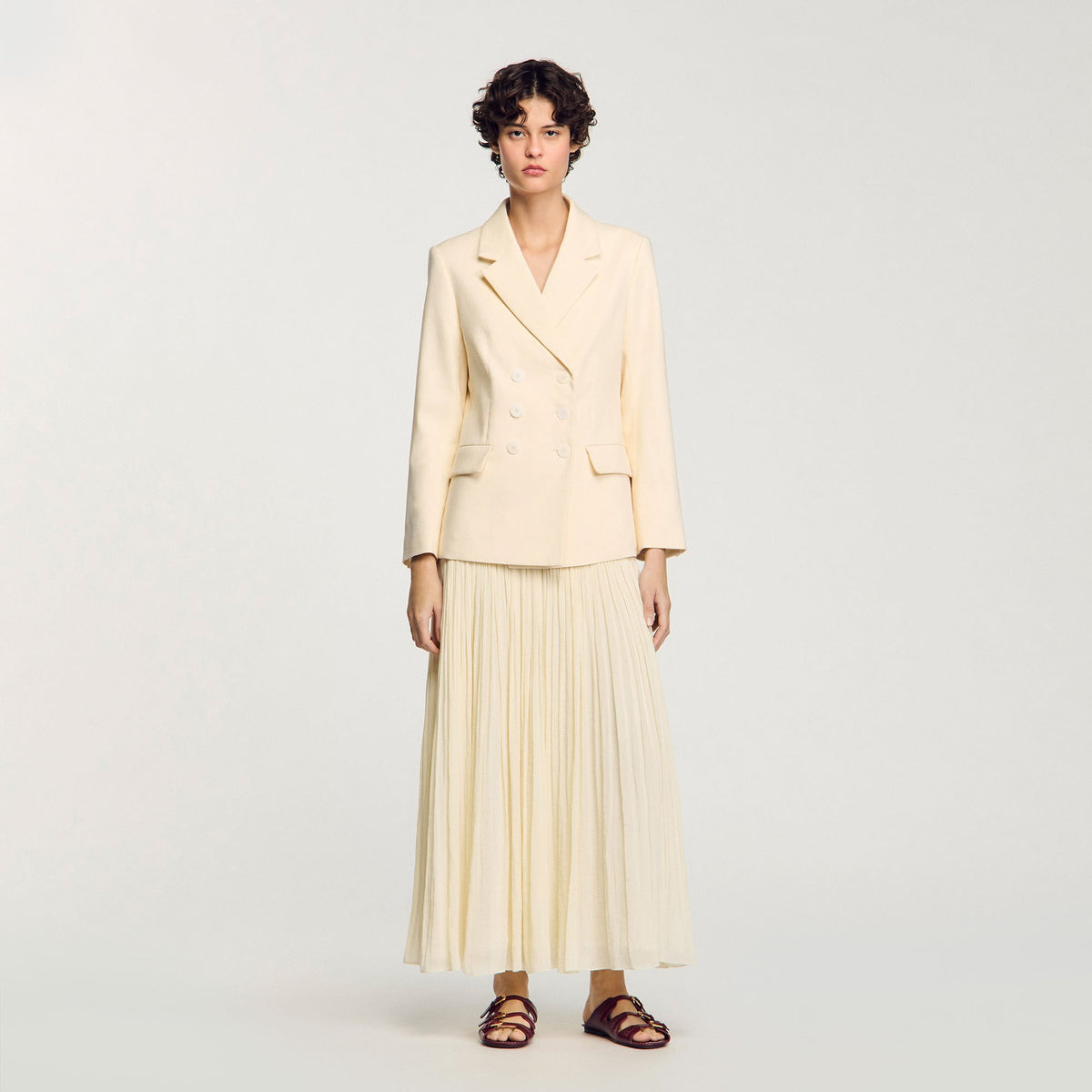 Sandro / Double-breasted suit jacket Ecru