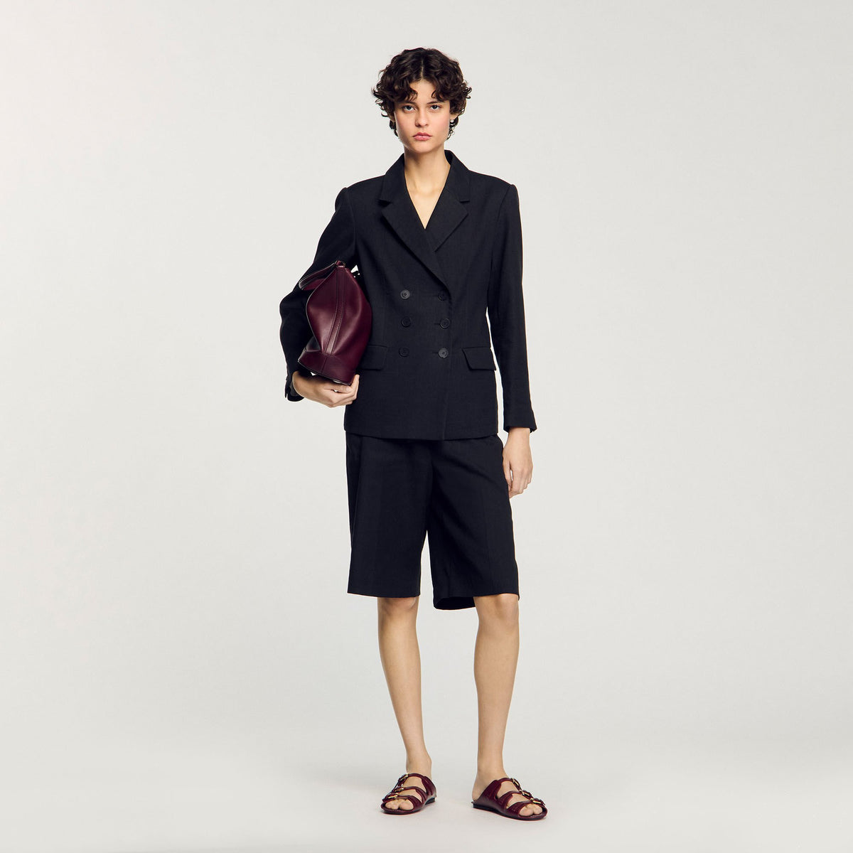 Sandro / Double-breasted suit jacket Black