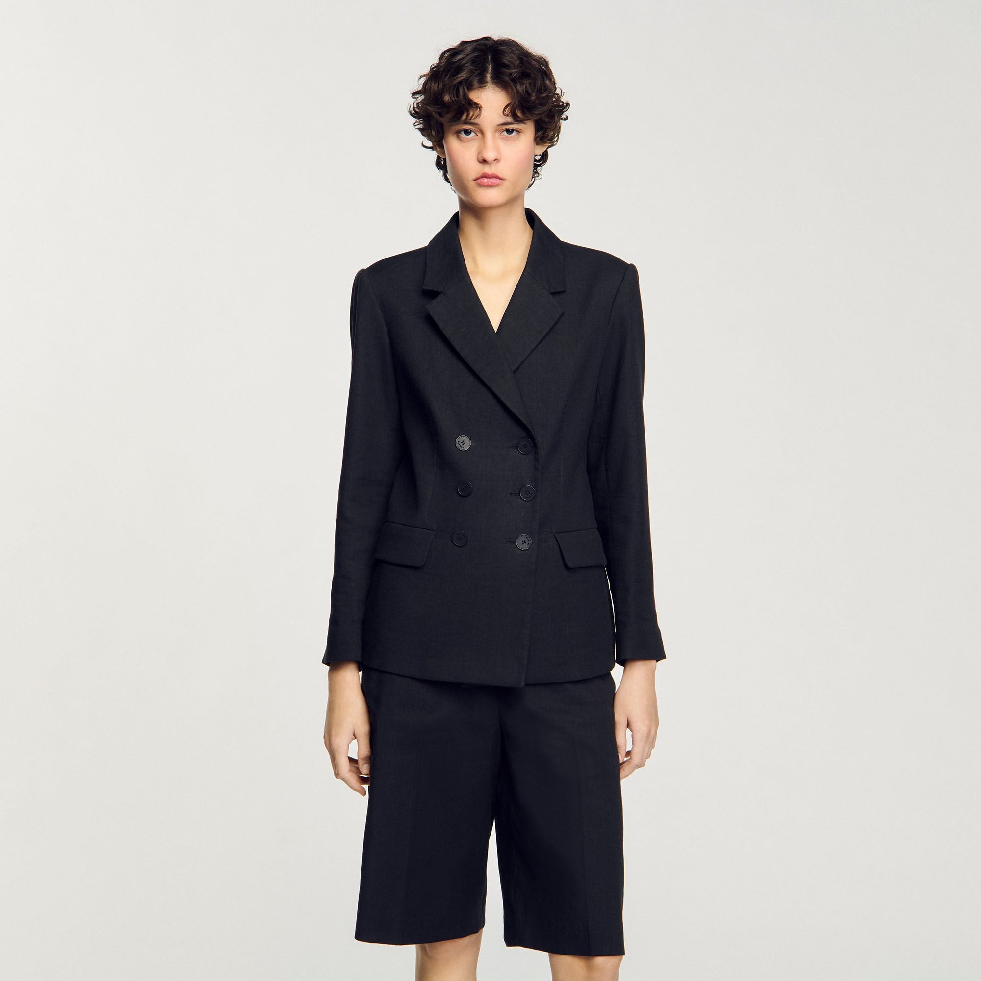 Sandro / Double-breasted suit jacket Black