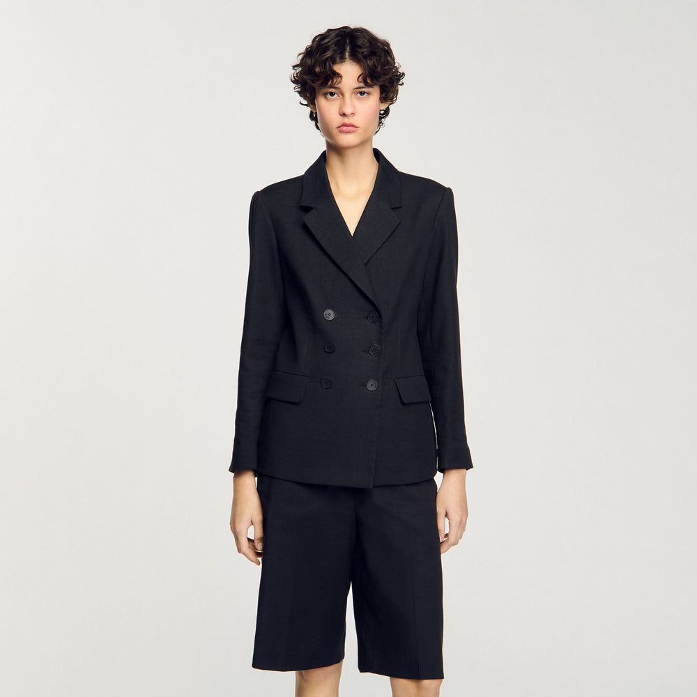 Sandro / Double-breasted suit jacket Black