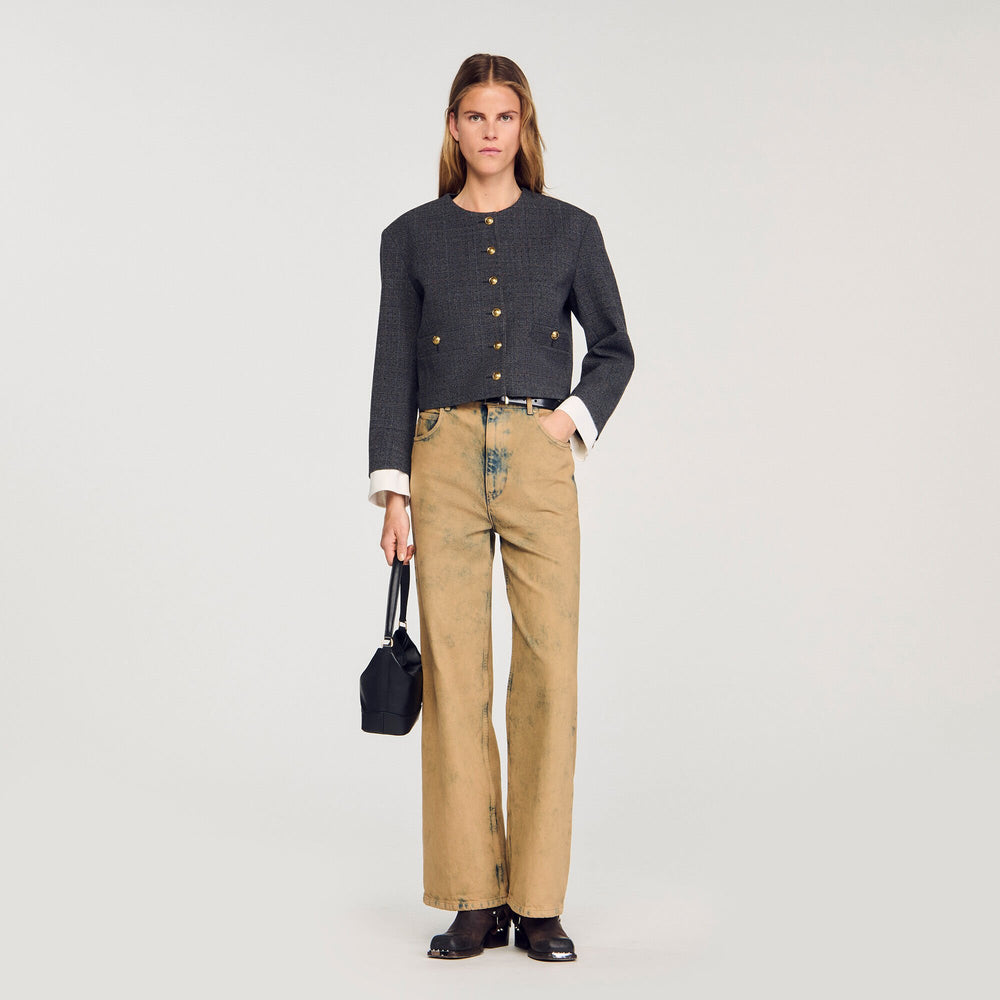 Sandro / Rhinestone tailored jacket Grey / Brown