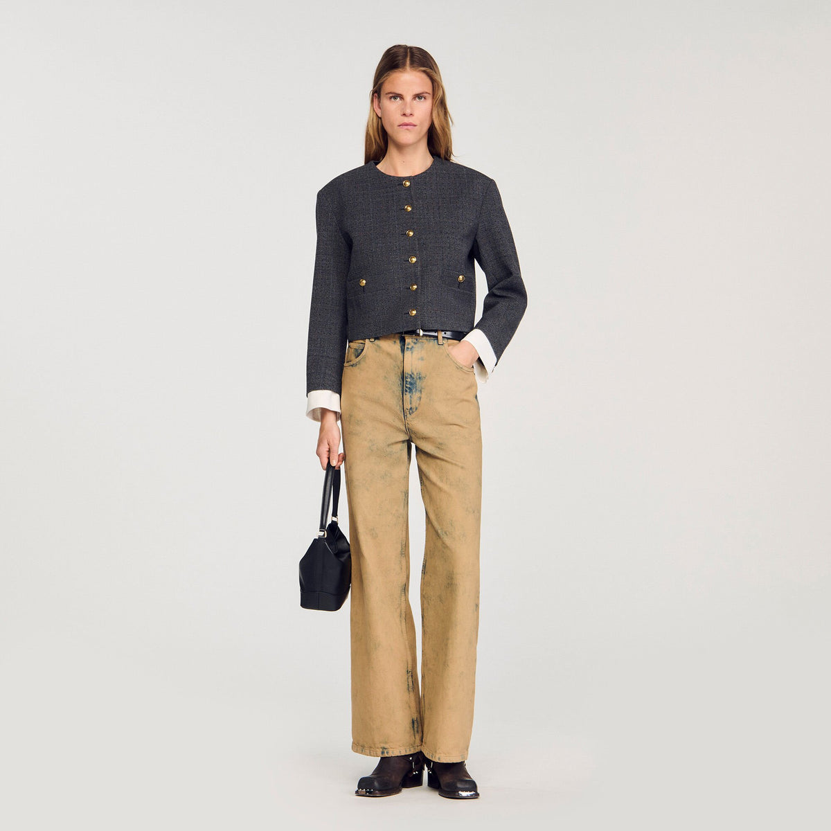 Sandro / Rhinestone tailored jacket Grey / Brown