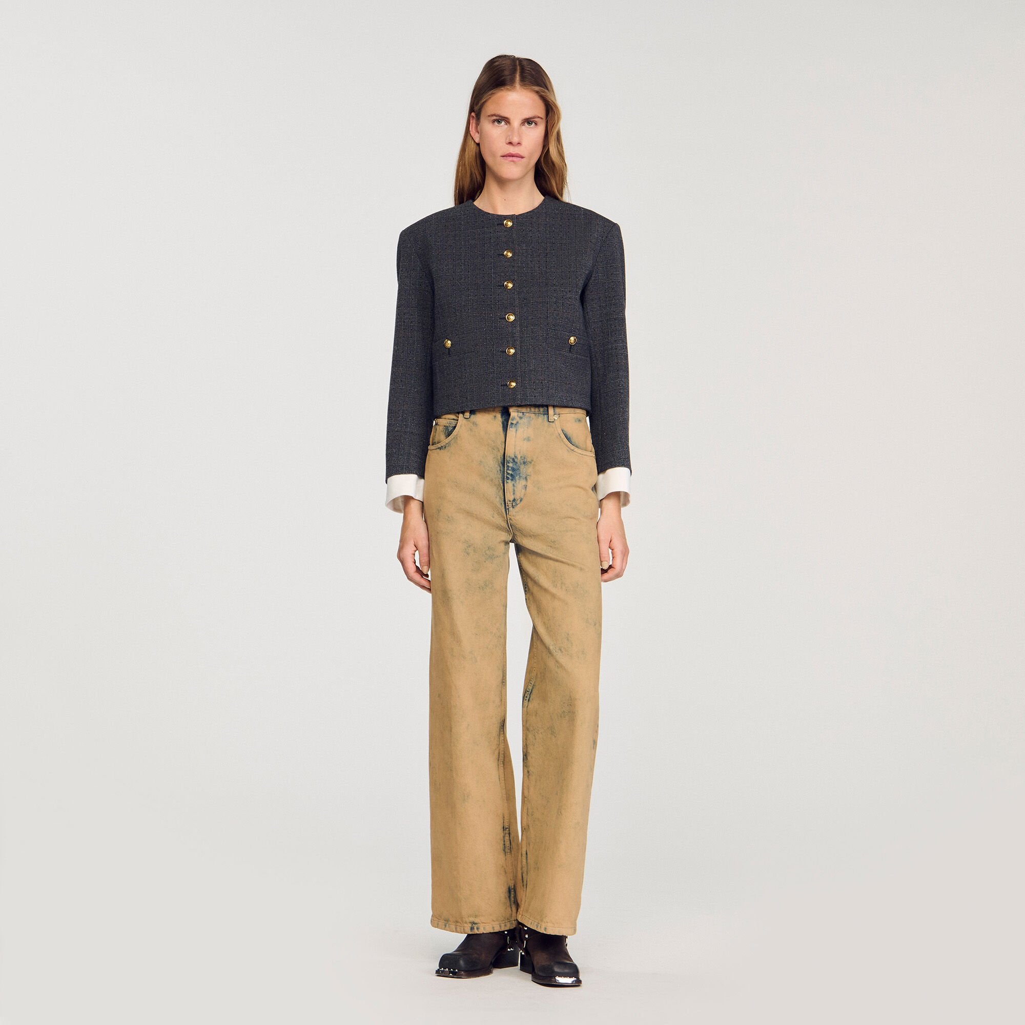 Sandro / Rhinestone tailored jacket Grey / Brown
