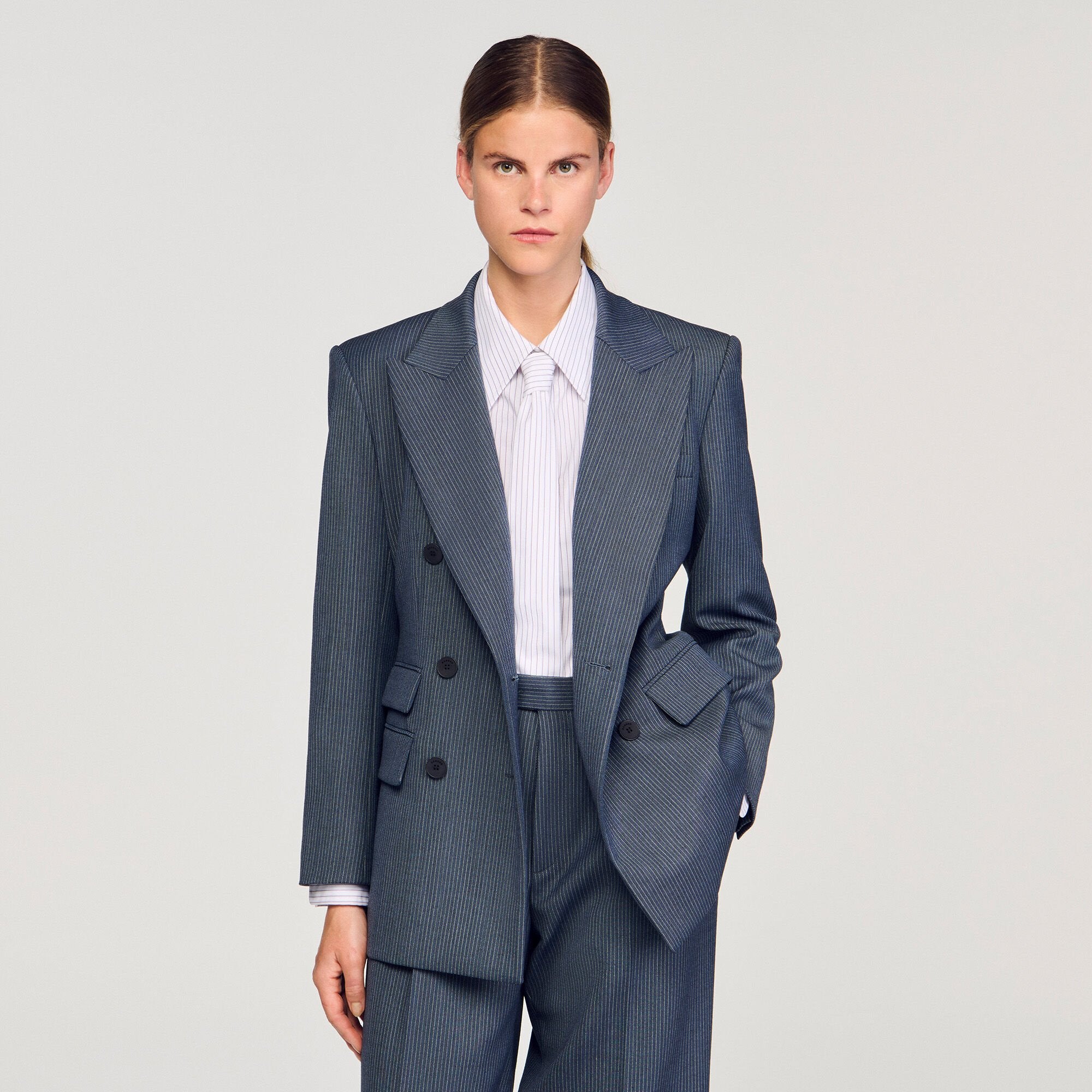 Sandro / Striped tailored jacket Blue