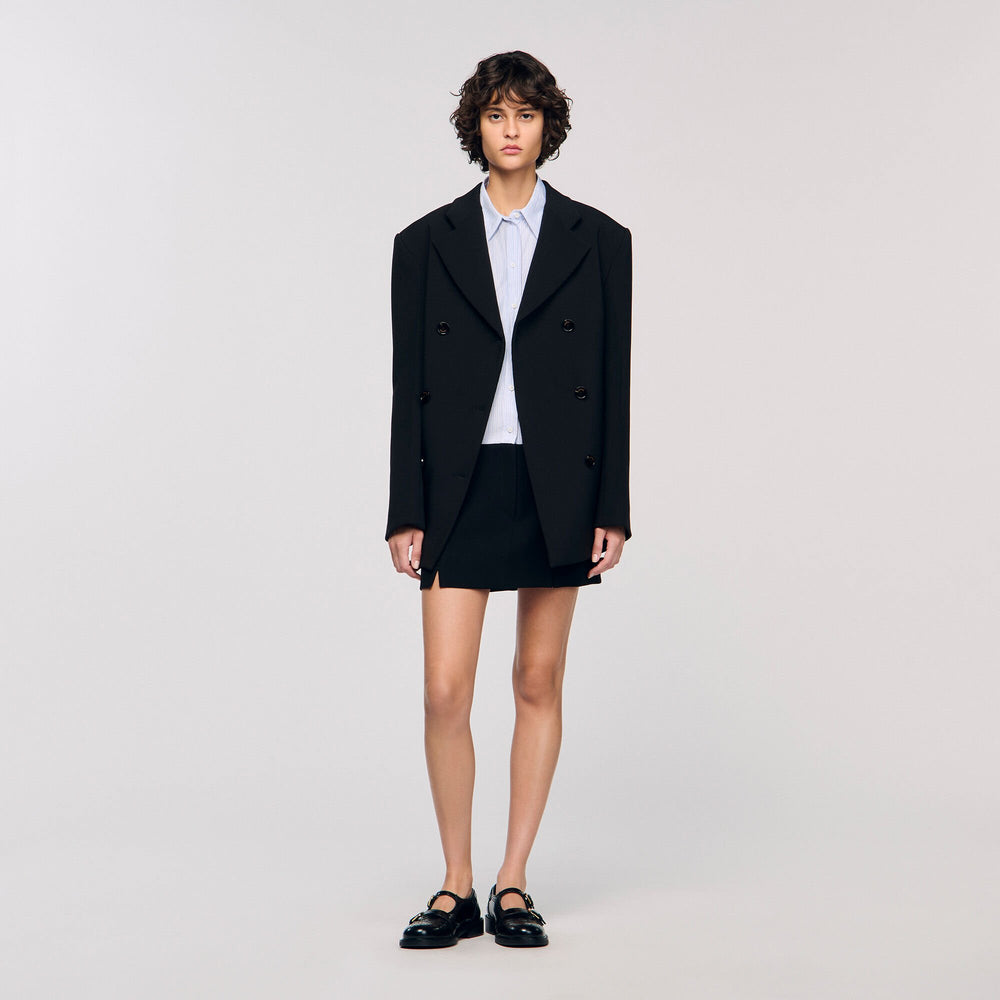 Sandro / Crossed tailored jacket Black