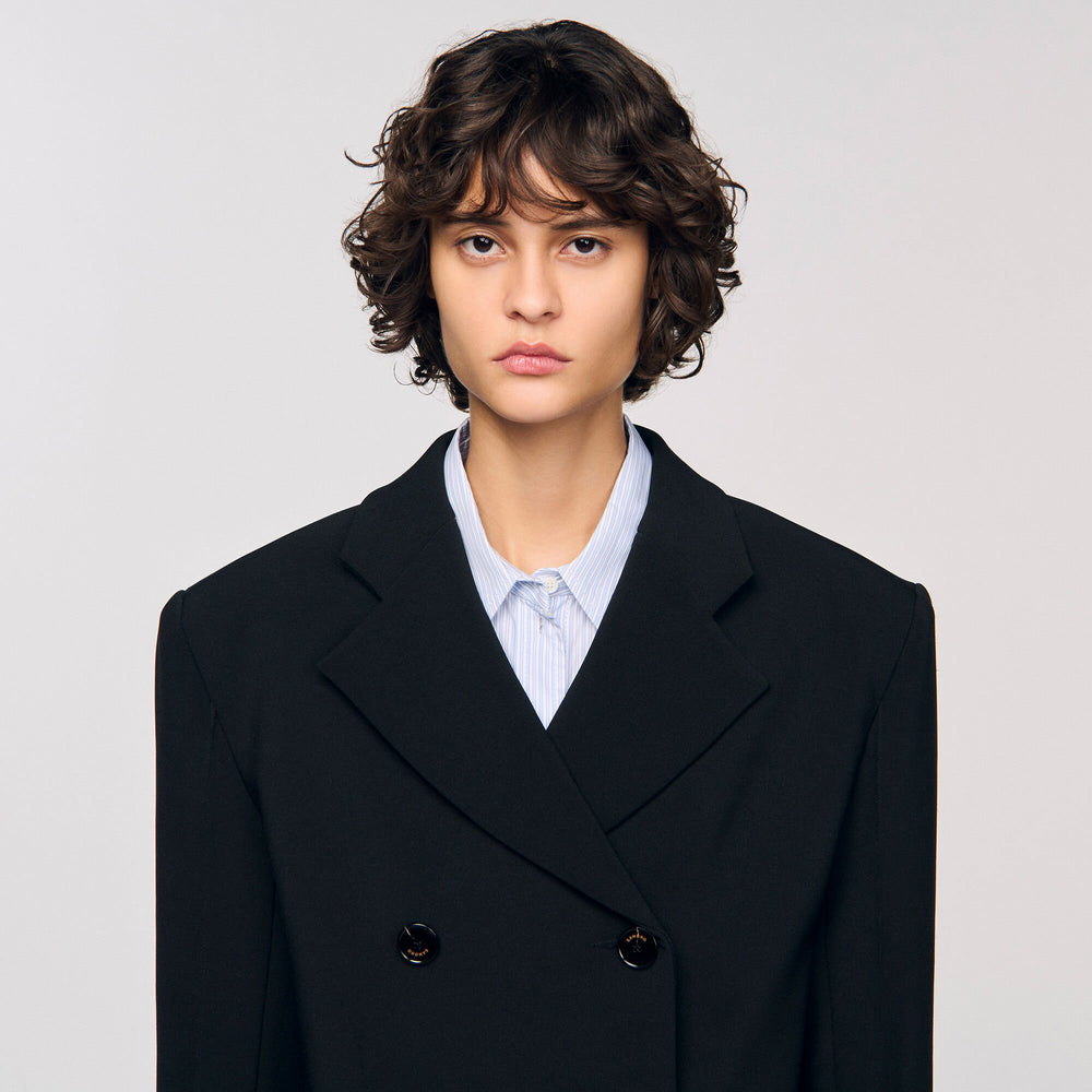 Sandro / Crossed tailored jacket Black