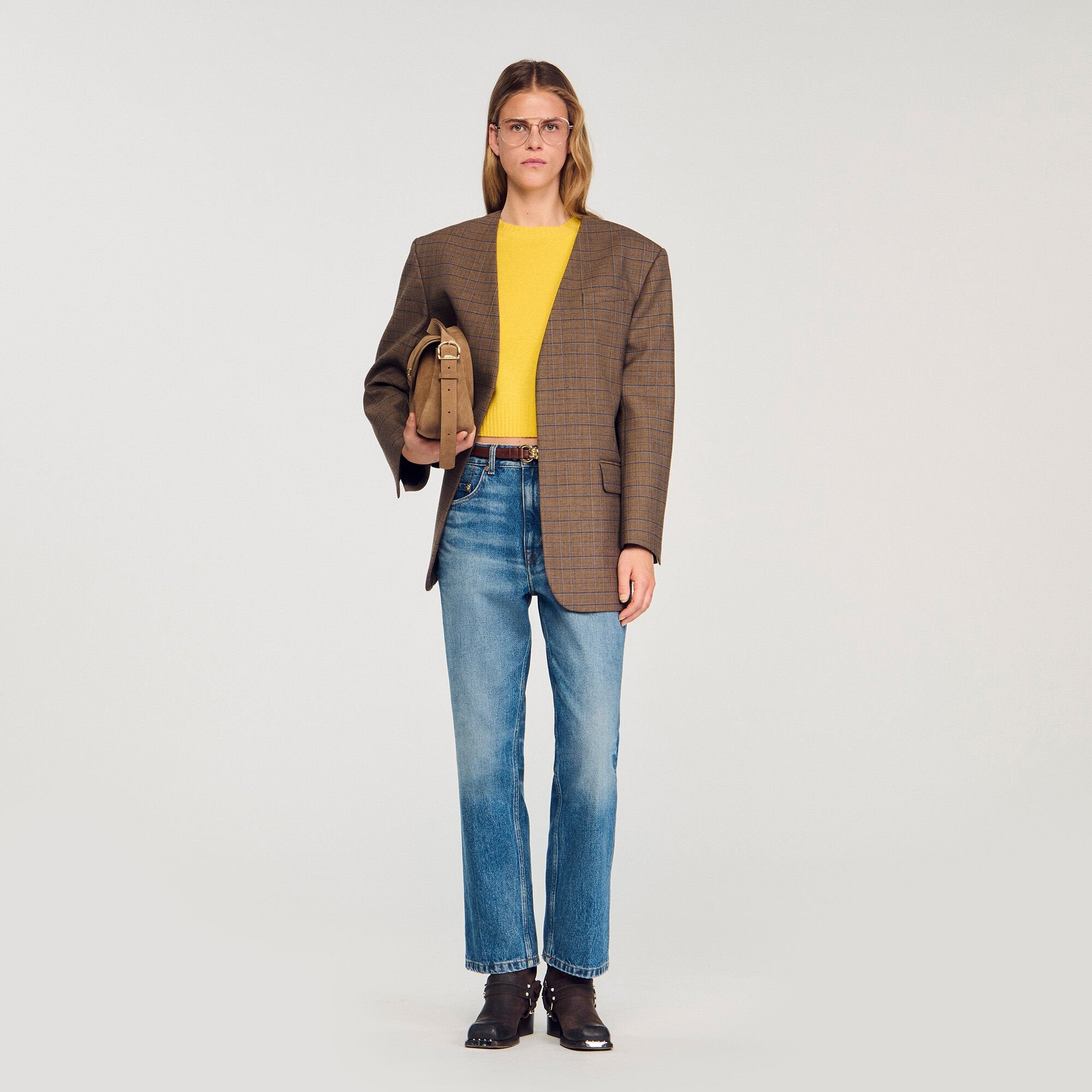 Sandro / Oversized checked jacket Ocher / Blue