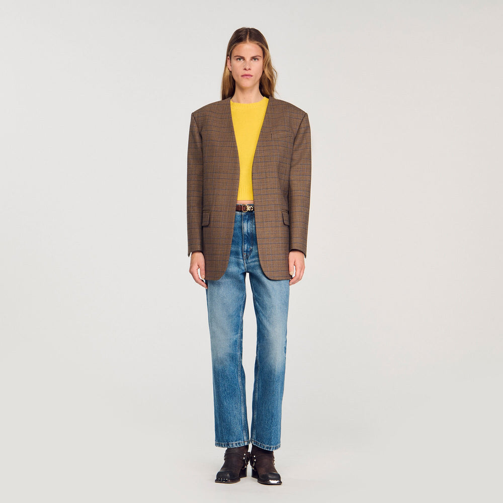 Sandro / Oversized checked jacket Ocher / Blue