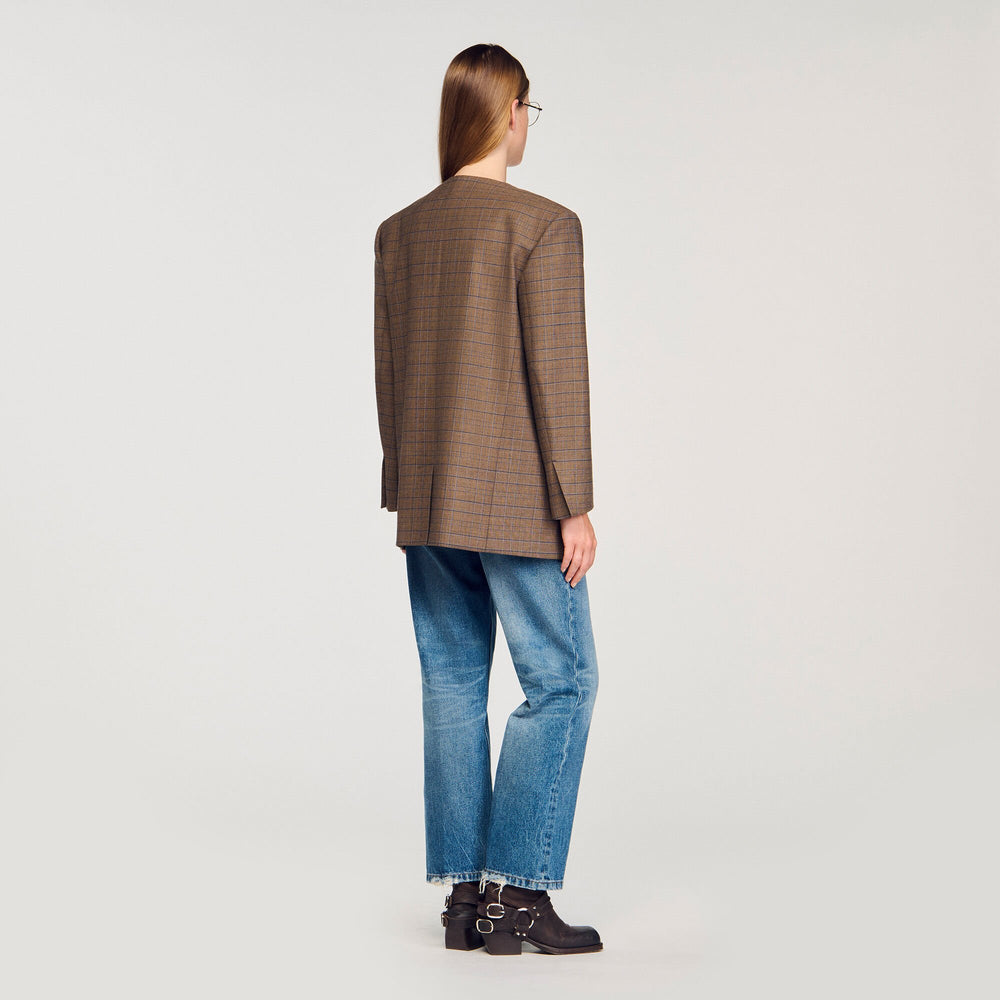 Sandro / Oversized checked jacket Ocher / Blue