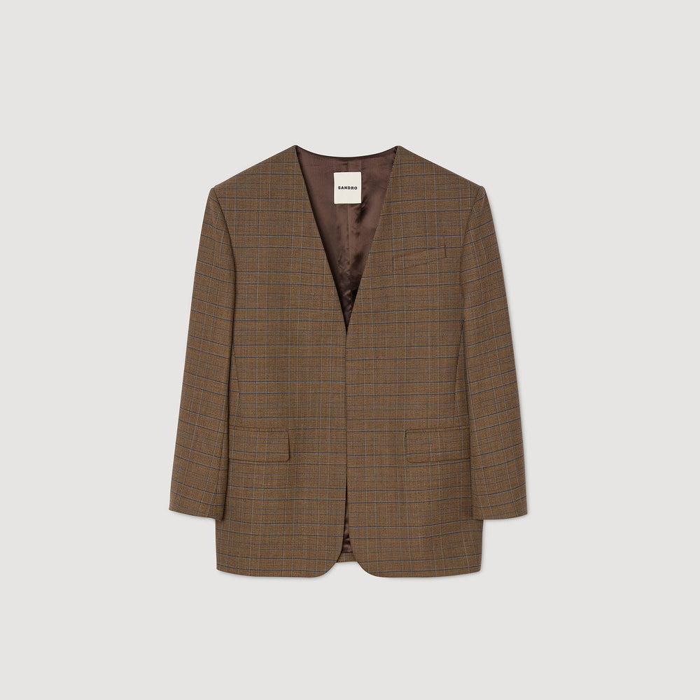 Sandro / Oversized checked jacket Ocher / Blue
