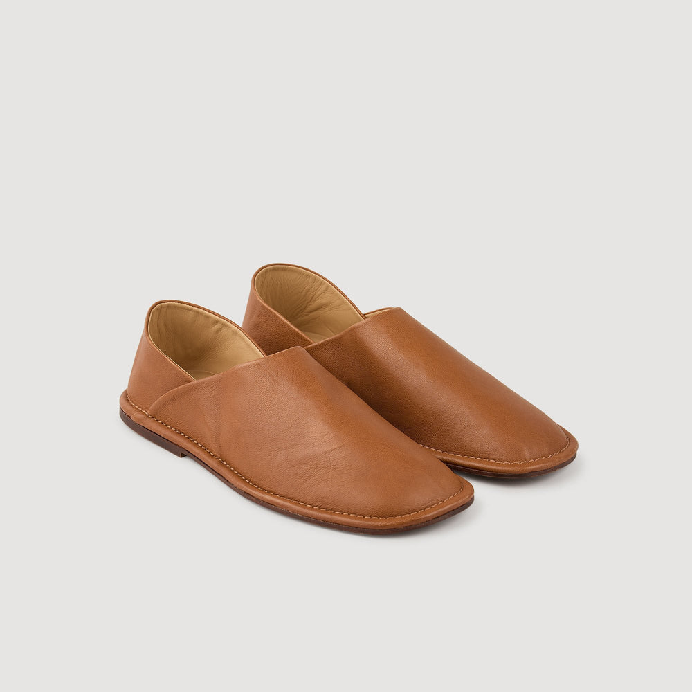 Sandro / Grained leather slippers Camel