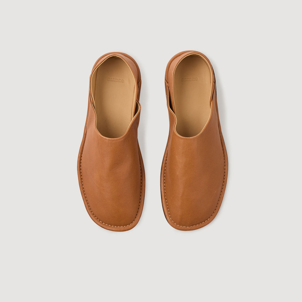 Sandro / Grained leather slippers Camel
