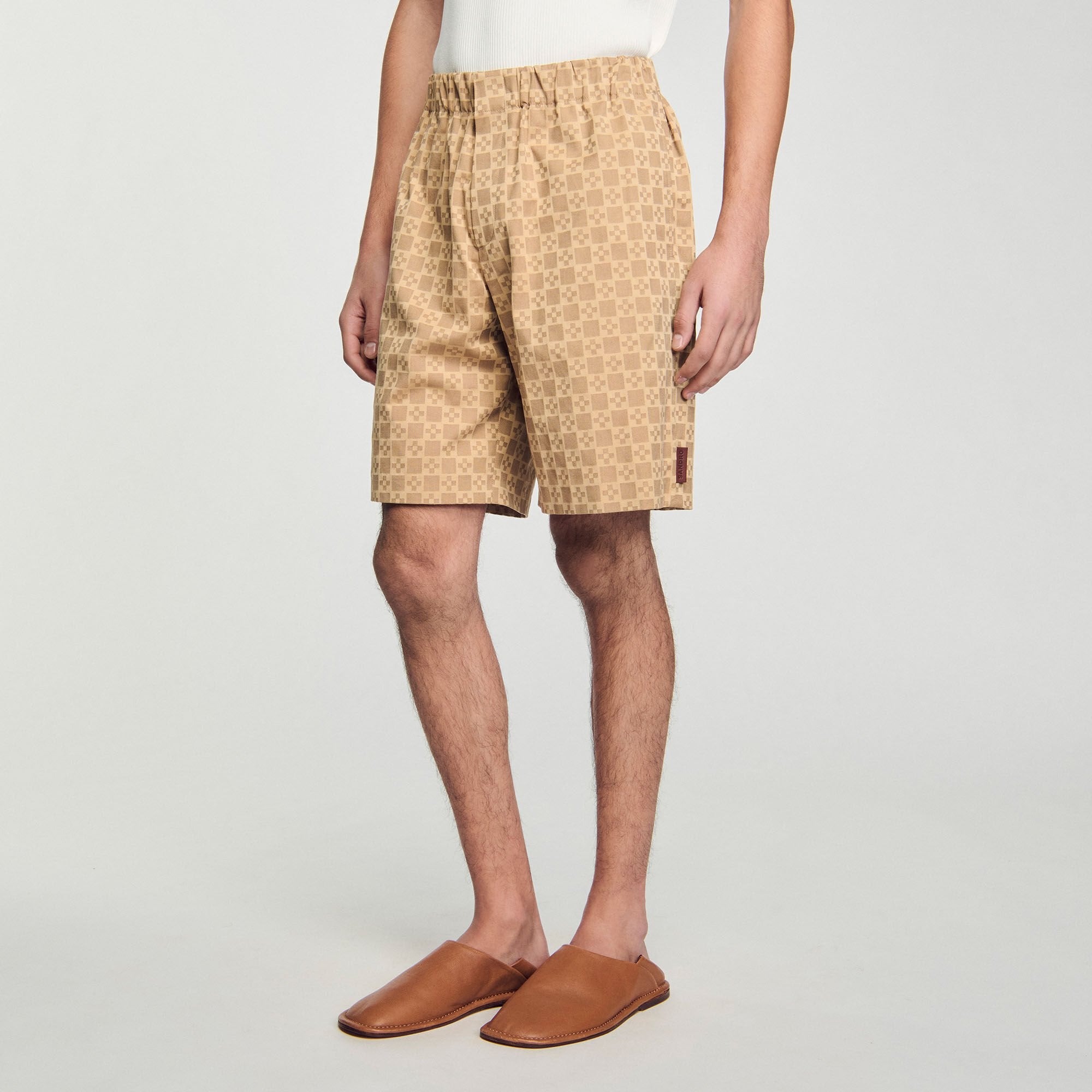 Sandro / Grained leather slippers Camel