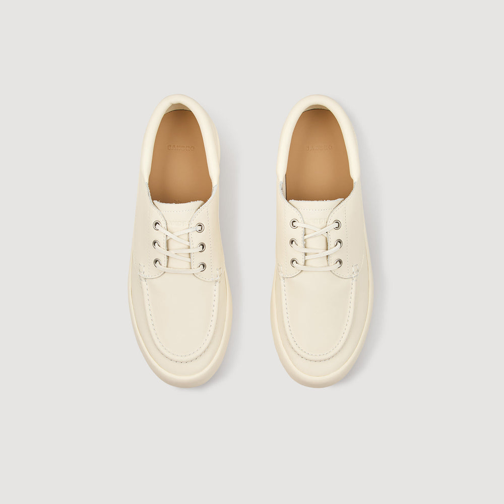 Sandro / Leather boat shoes Off-White