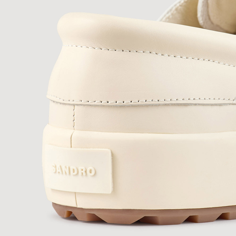 Sandro / Leather boat shoes Off-White