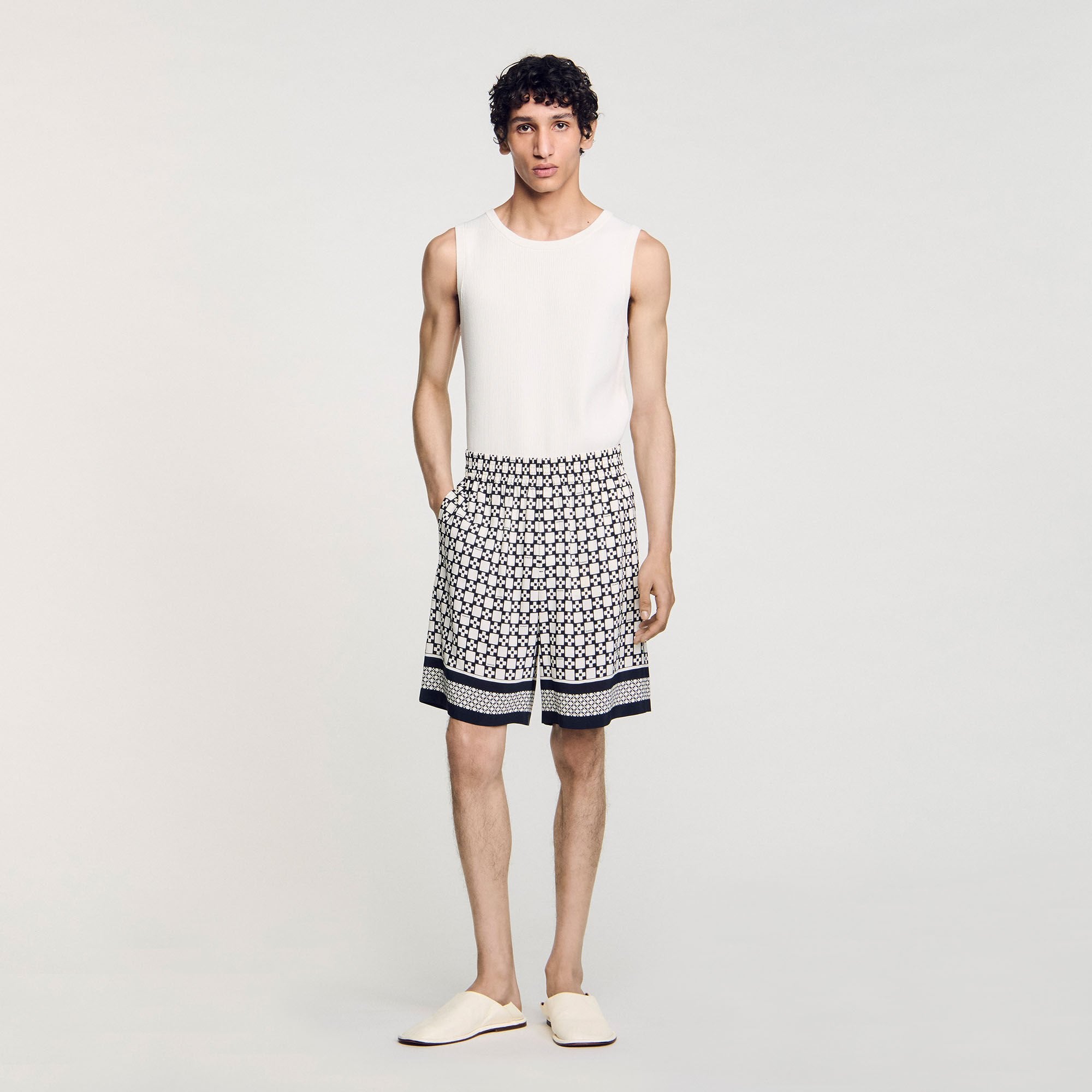 Sandro / Square Cross flowy bermuda shorts Black