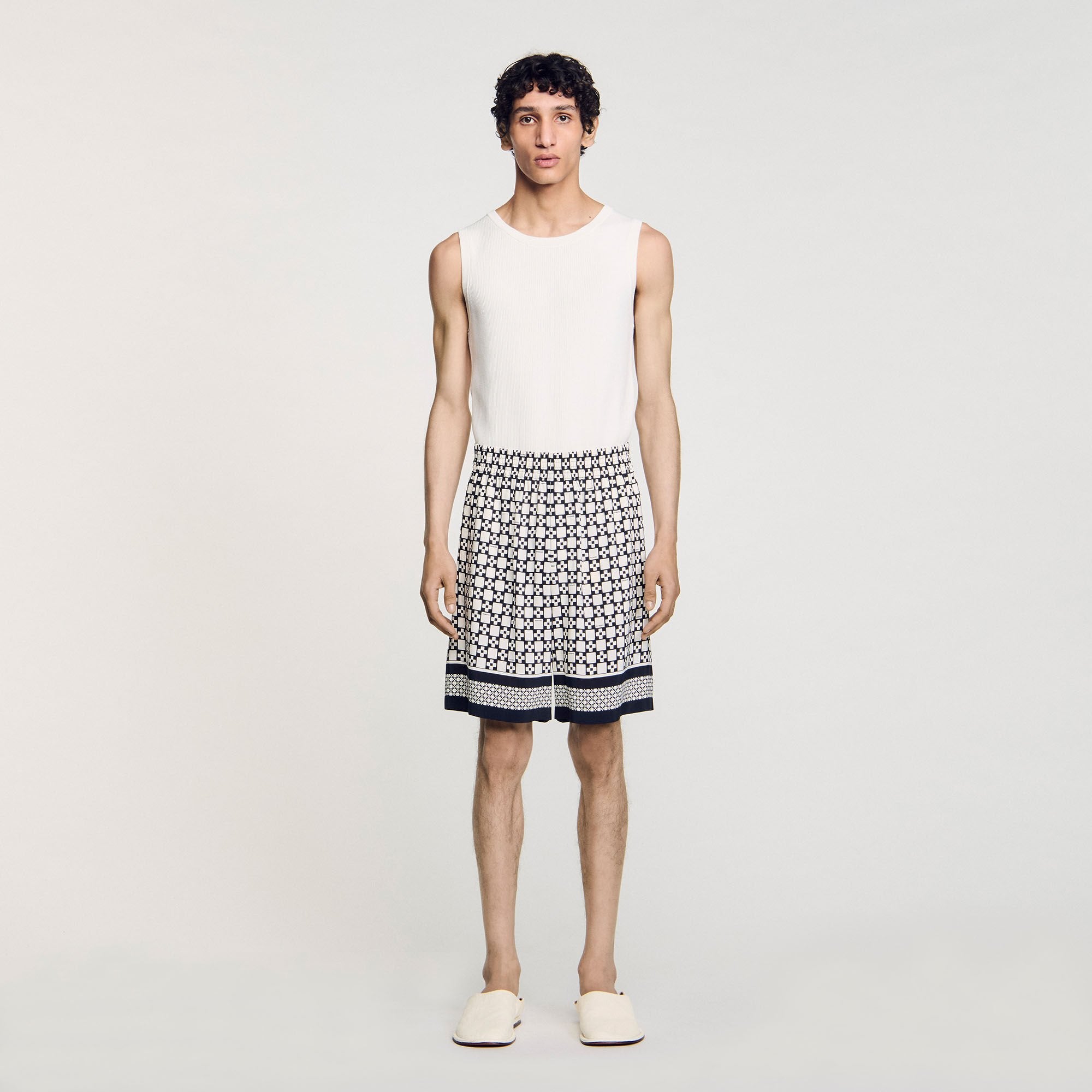Sandro / Square Cross flowy bermuda shorts Black