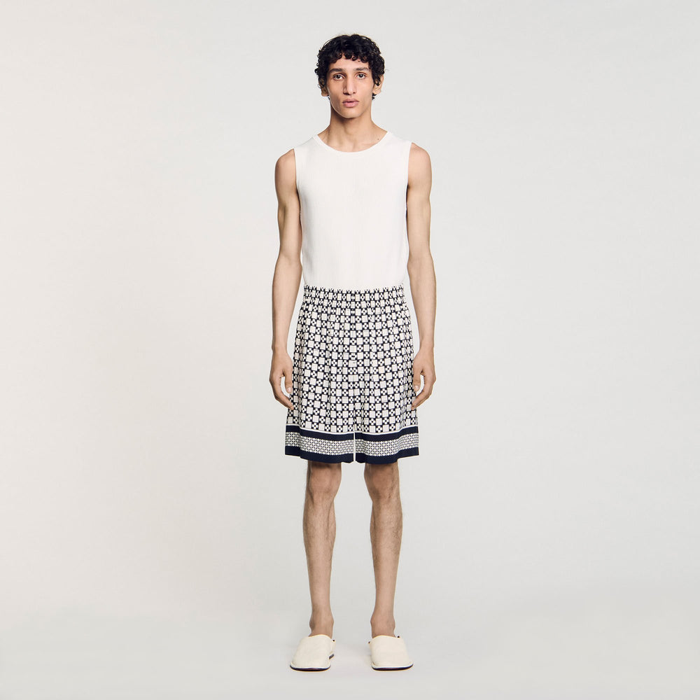 Sandro / Square Cross flowy bermuda shorts Black