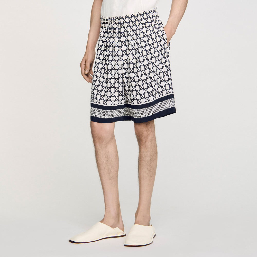 Sandro / Square Cross flowy bermuda shorts Black