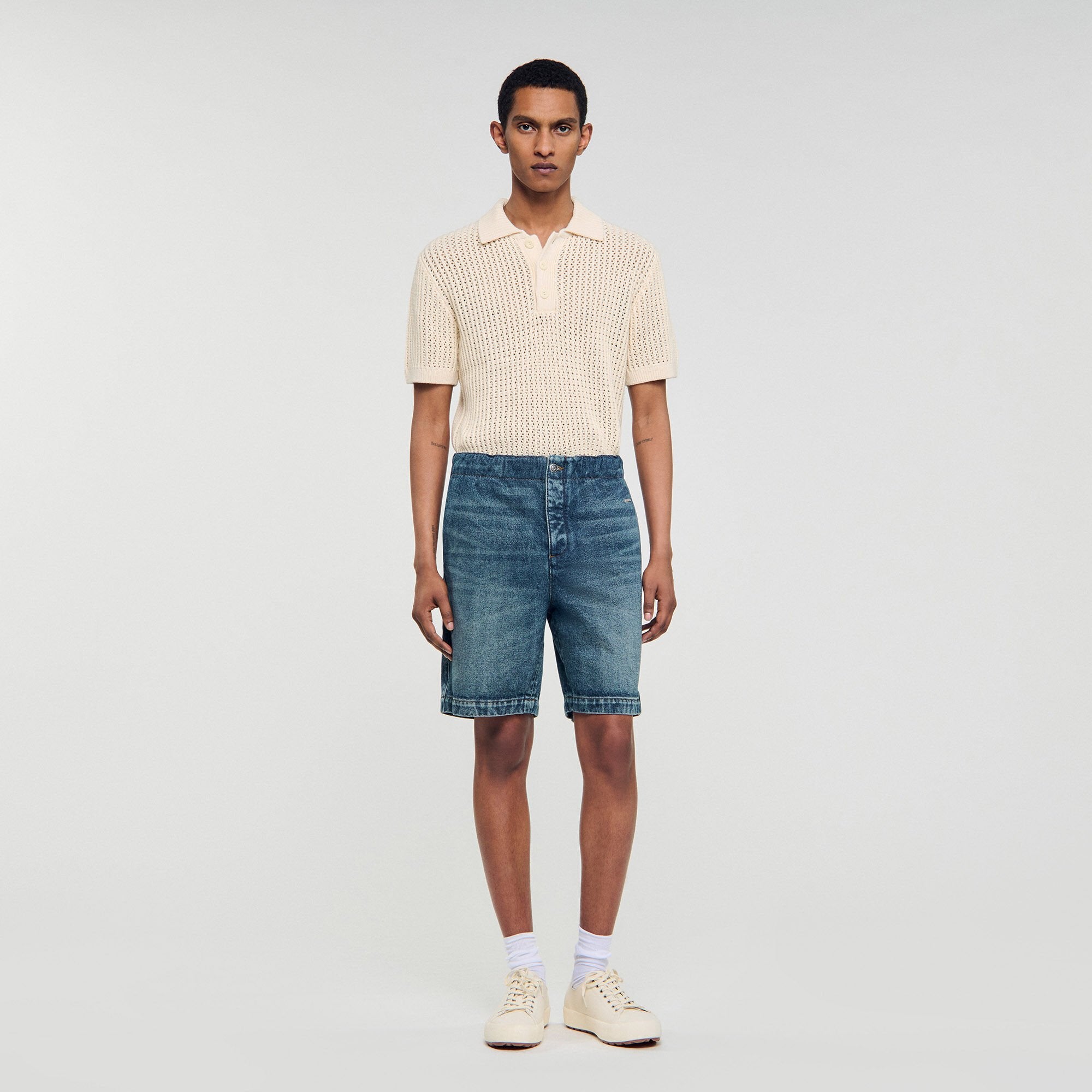 Sandro / Elasticated denim shorts Blue Vintage - Denim