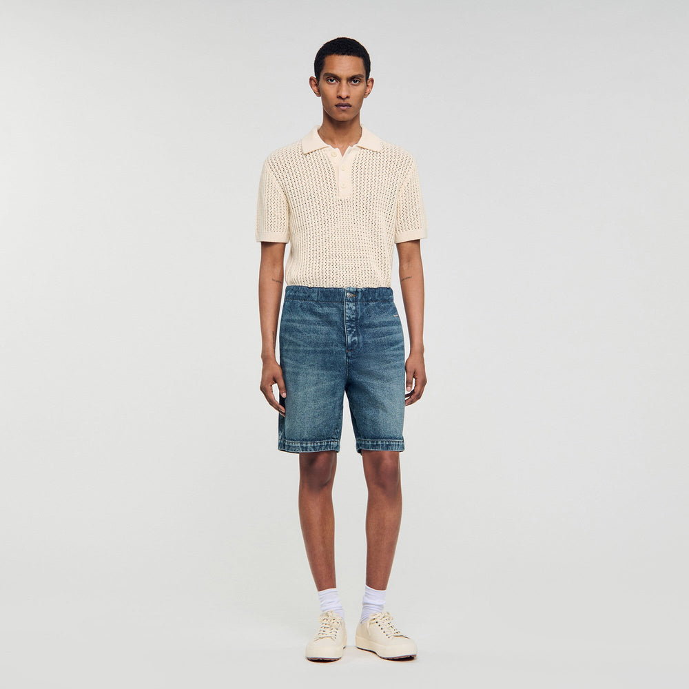 Sandro / Elasticated denim shorts Blue Vintage - Denim