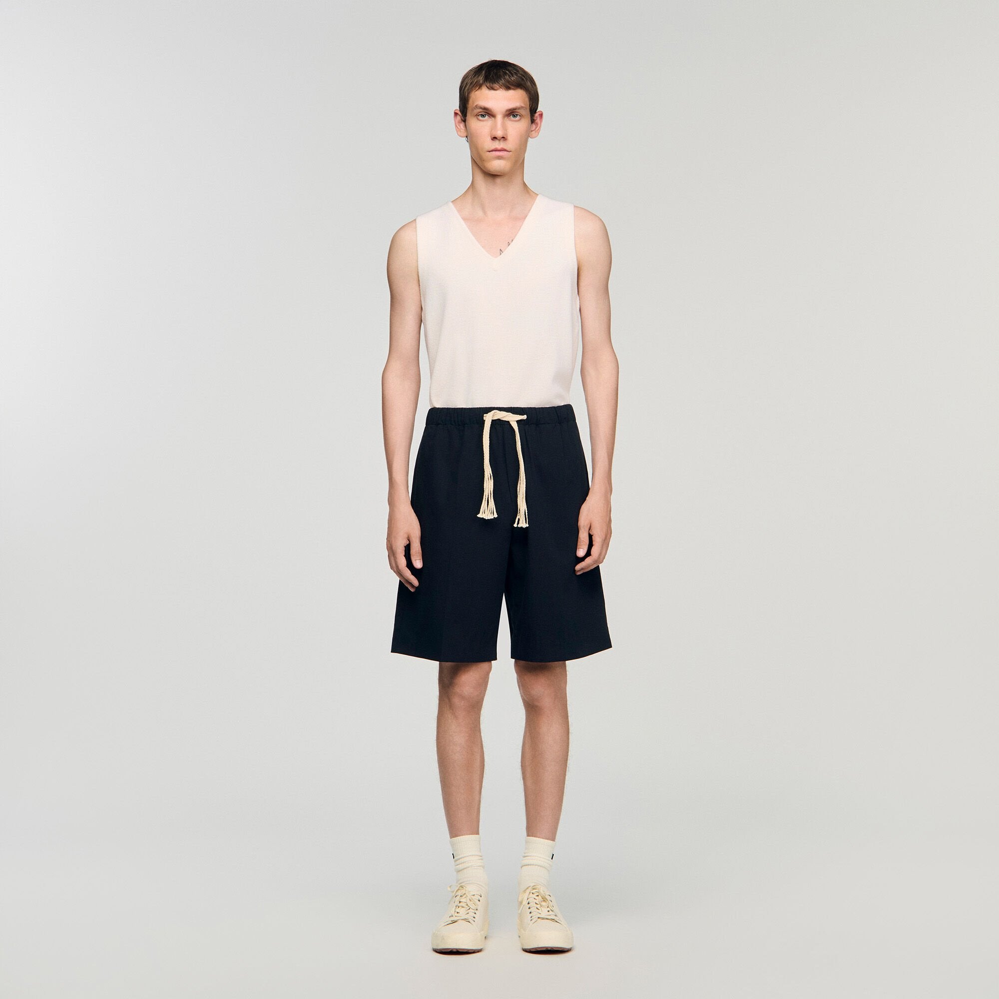 Sandro / Elasticated waist cotton shorts Navy Blue