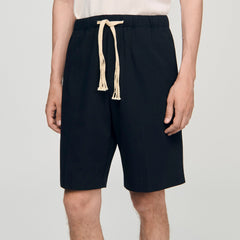 Sandro / Elasticated waist cotton shorts Navy Blue