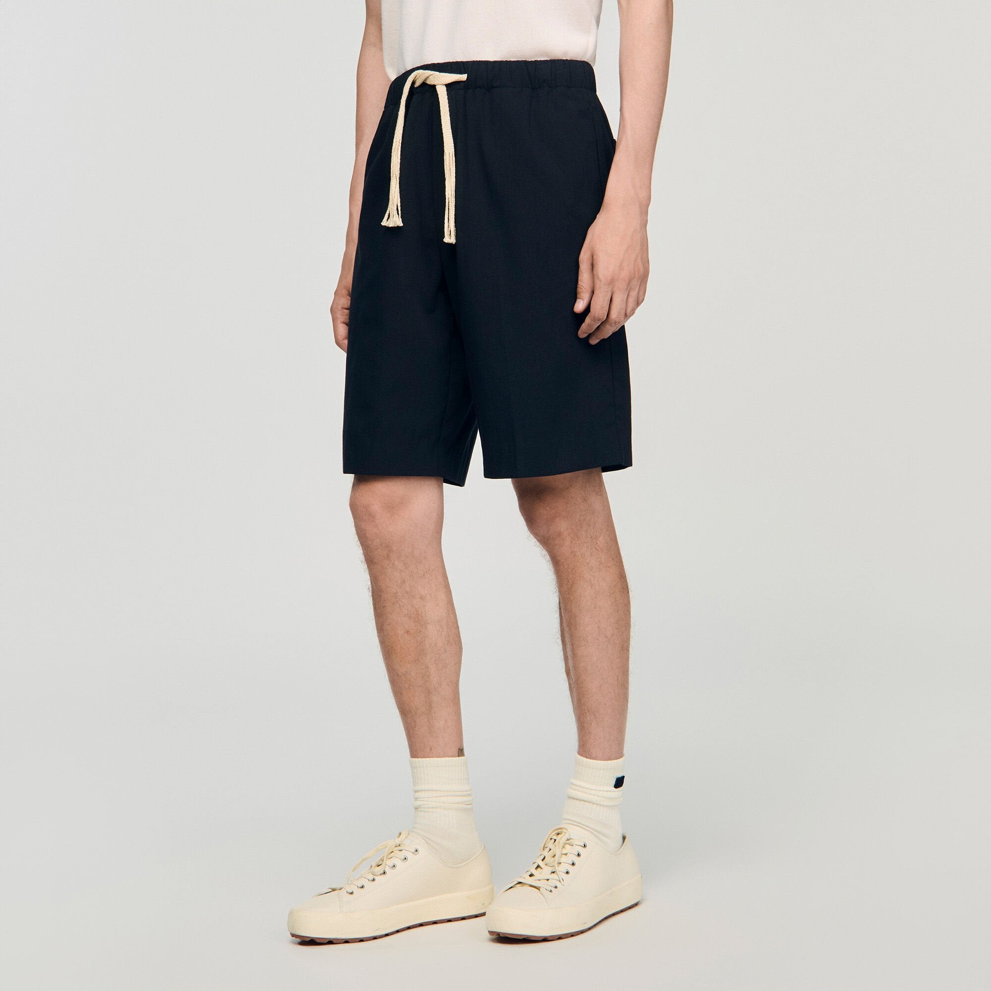 Sandro / Elasticated waist cotton shorts Navy Blue