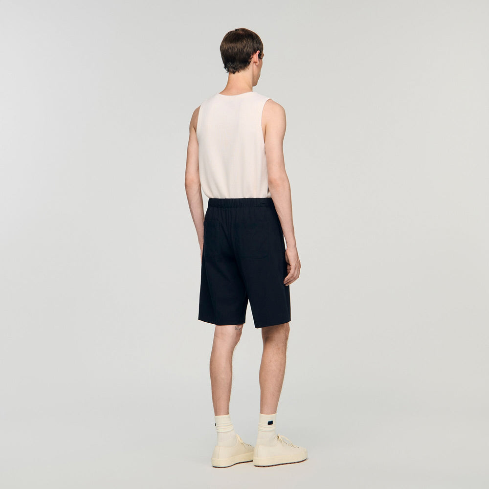 Sandro / Elasticated waist cotton shorts Navy Blue