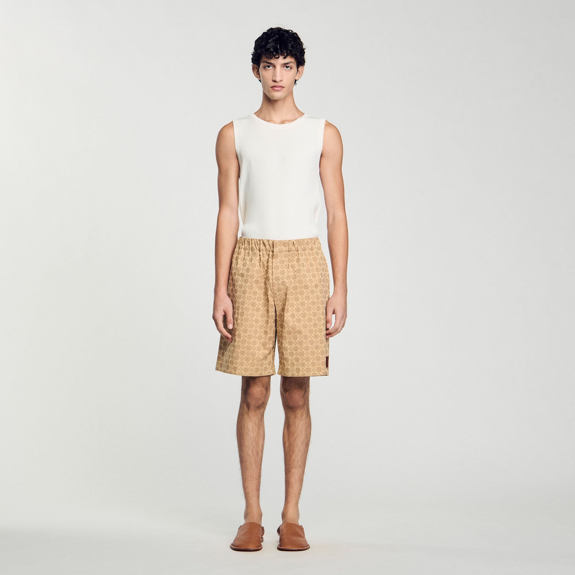 Sandro / Square Cross jacquard shorts Sand