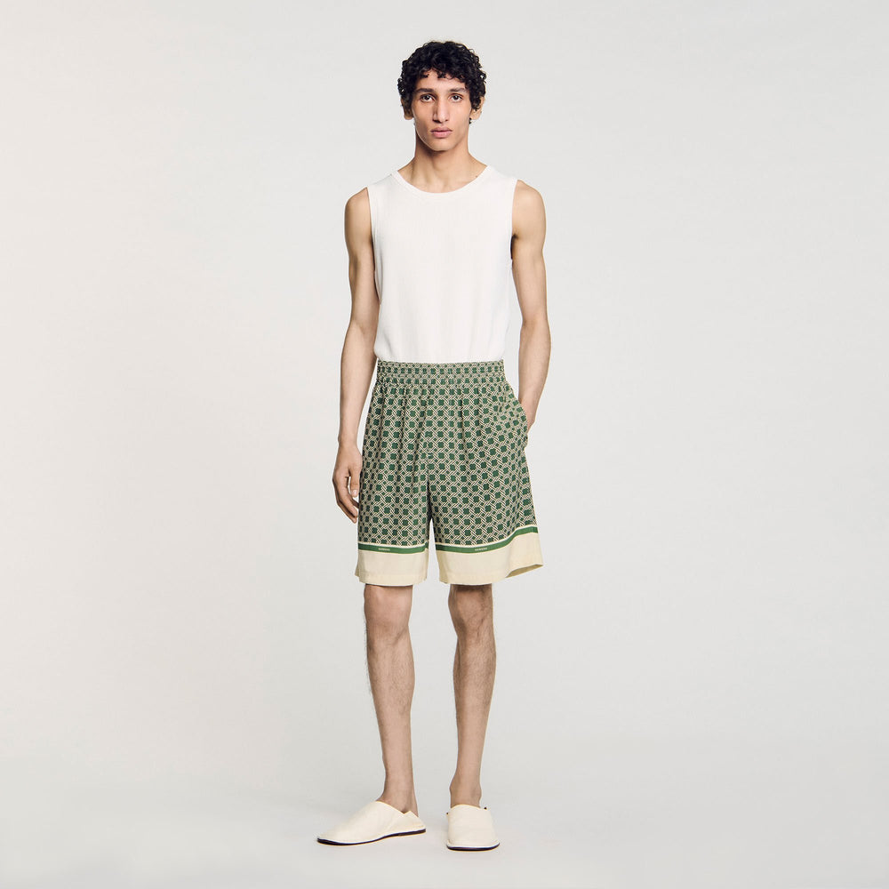 Sandro / Patterned Flowy Bermuda shorts Super Green