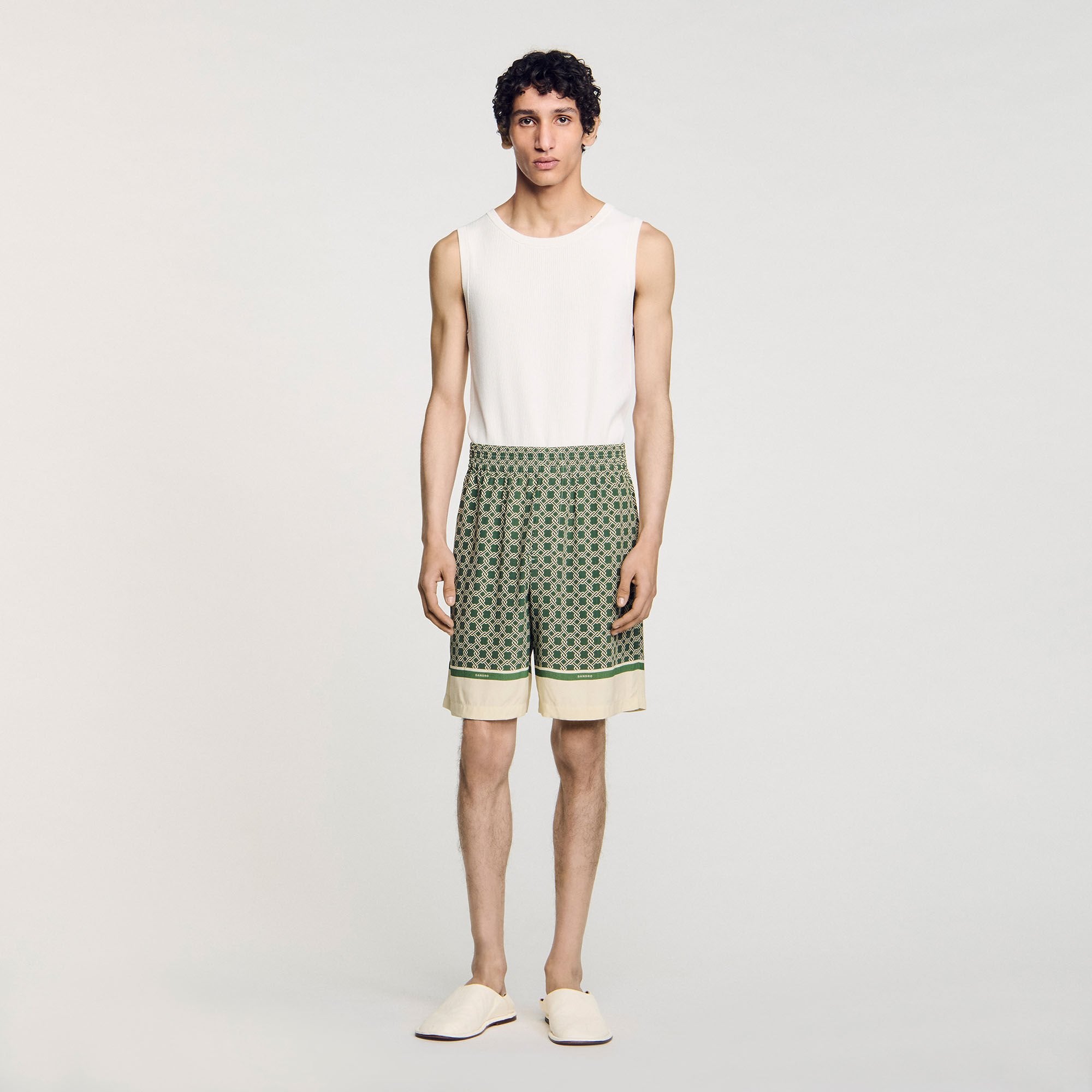 Sandro / Patterned Flowy Bermuda shorts Super Green