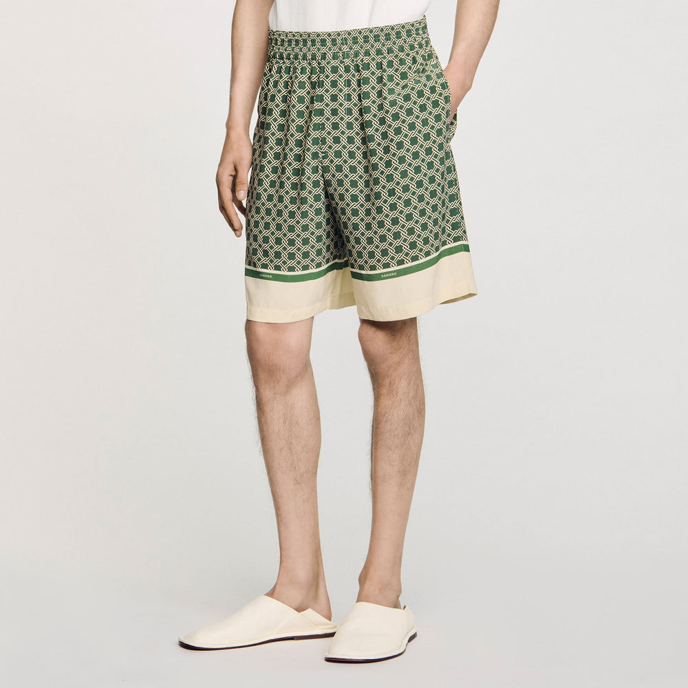 Sandro / Patterned Flowy Bermuda shorts Super Green