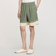 Sandro / Patterned Flowy Bermuda shorts Super Green