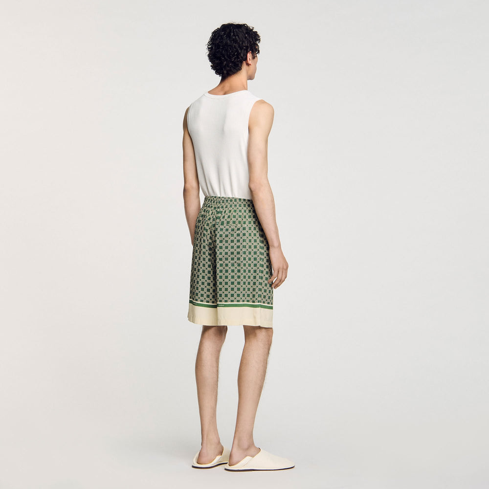 Sandro / Patterned Flowy Bermuda shorts Super Green