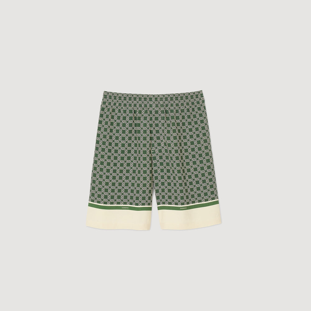 Sandro / Patterned Flowy Bermuda shorts Super Green