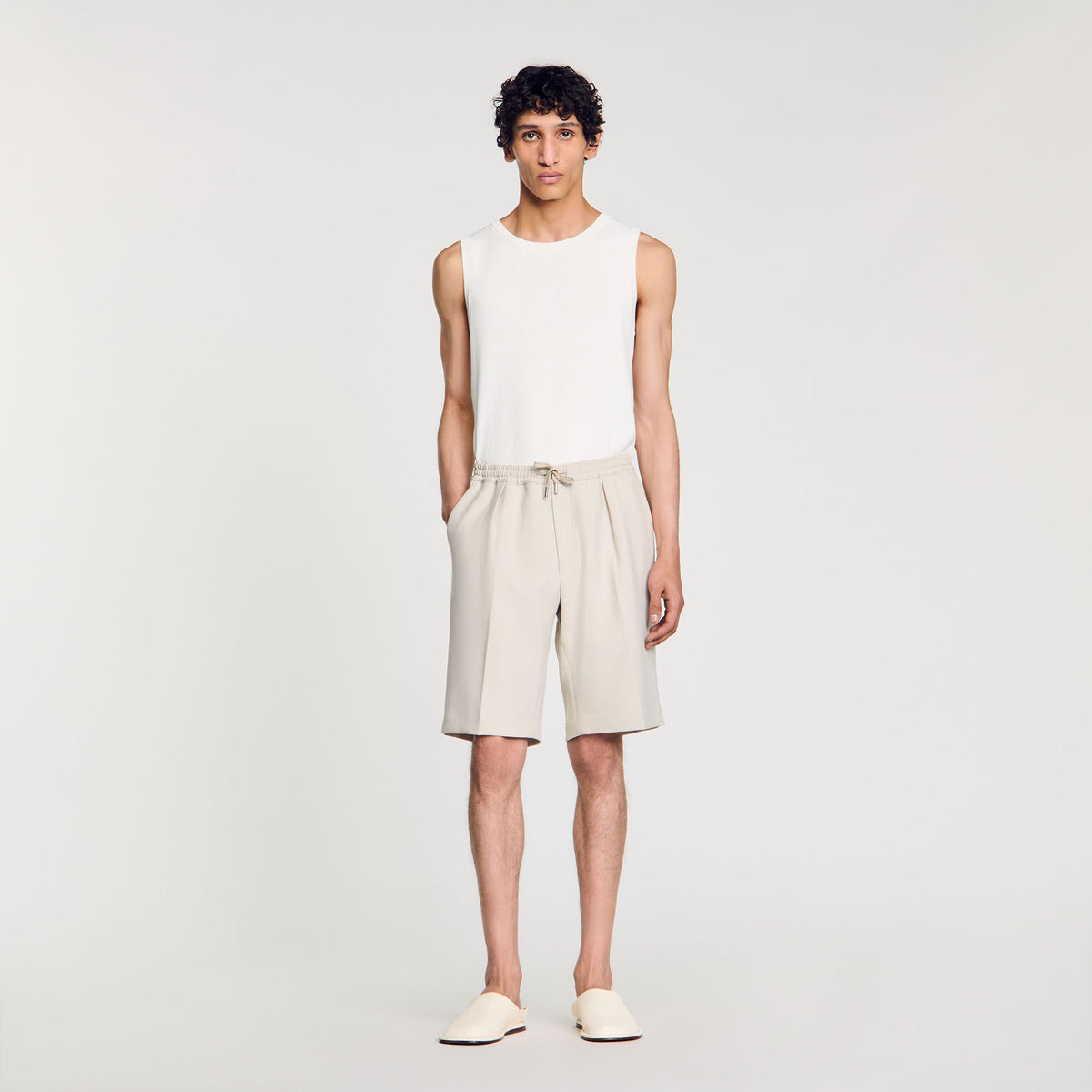 Sandro / Jersey Bermuda shorts Aluminum