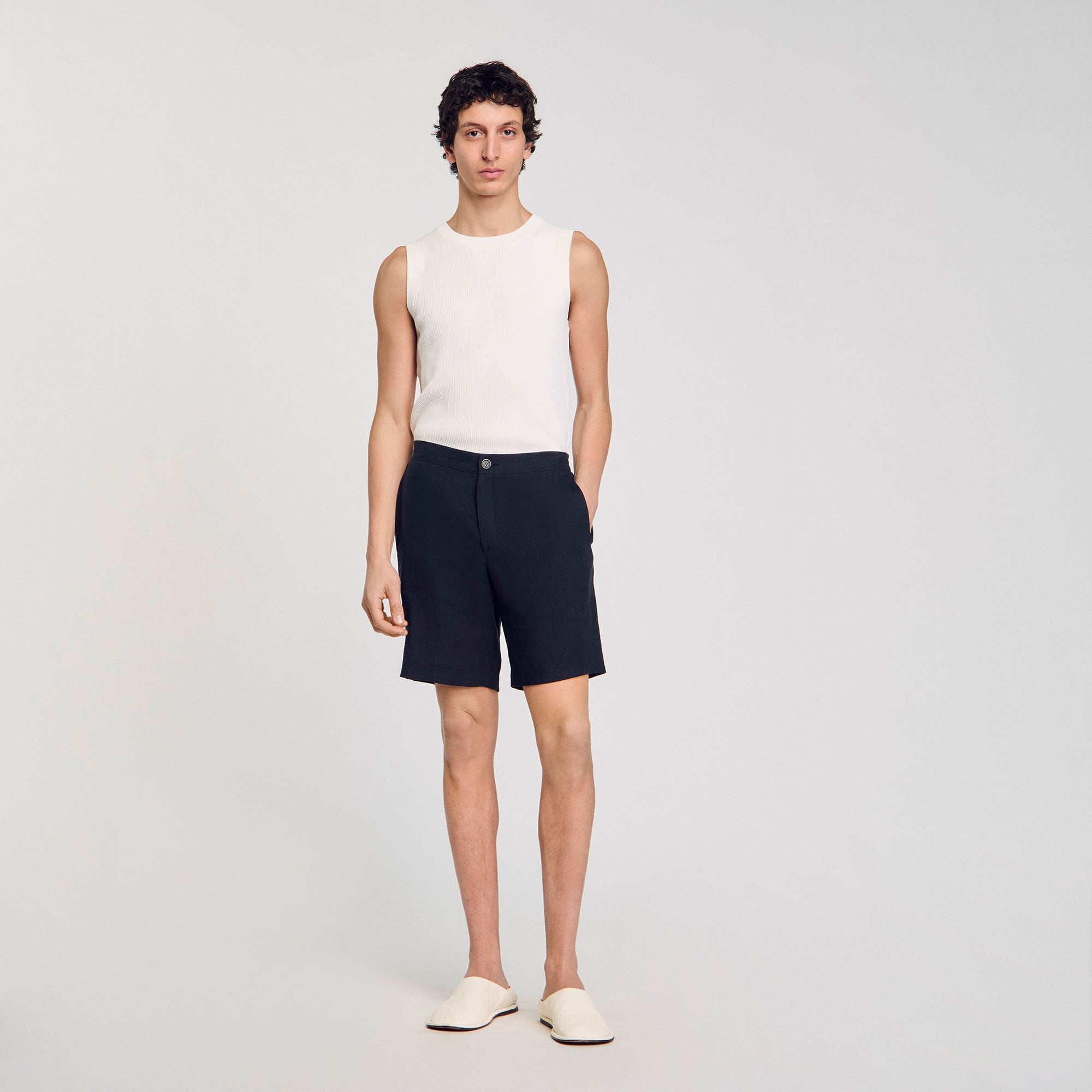 Sandro / Linen shorts Navy Blue