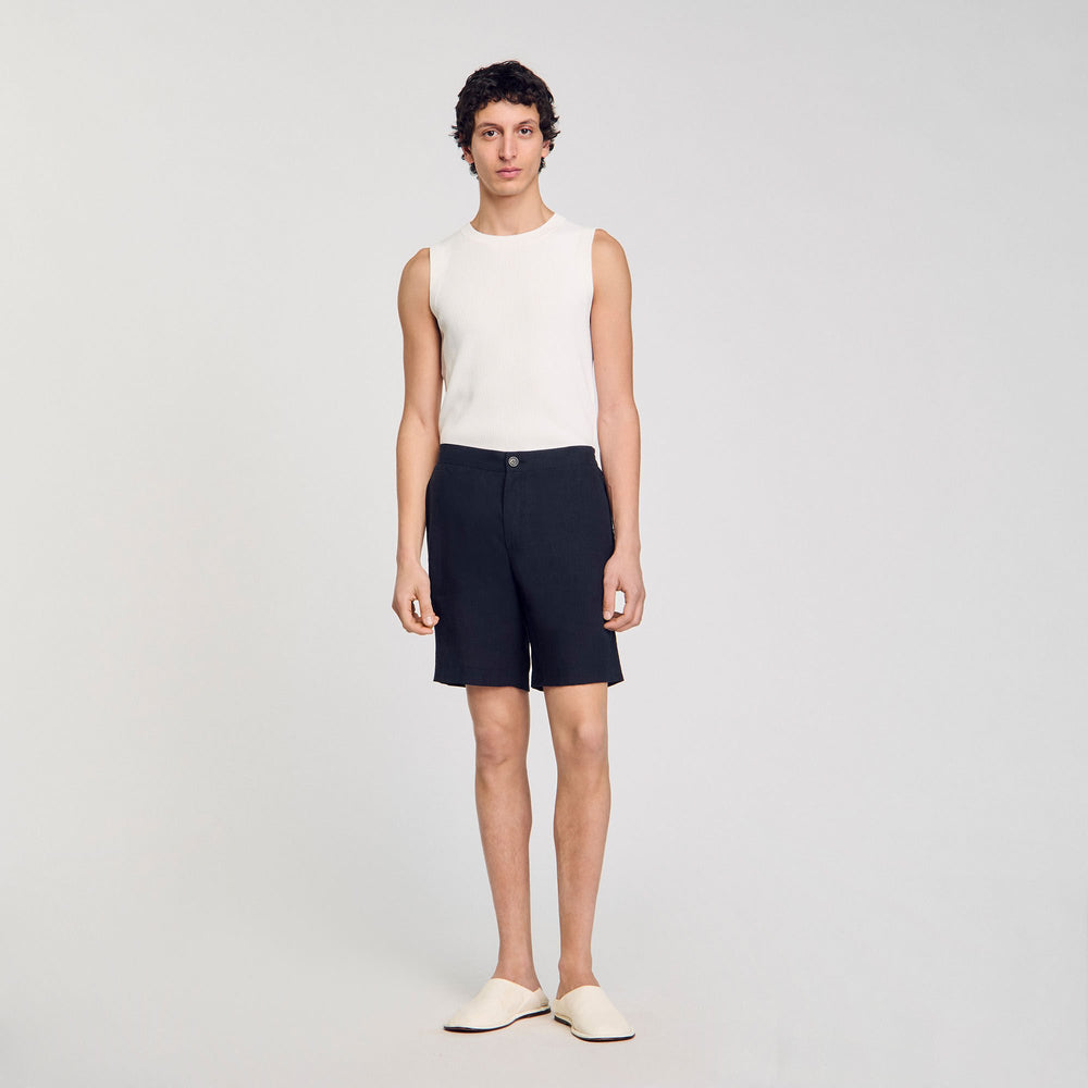 Sandro / Linen shorts Navy Blue