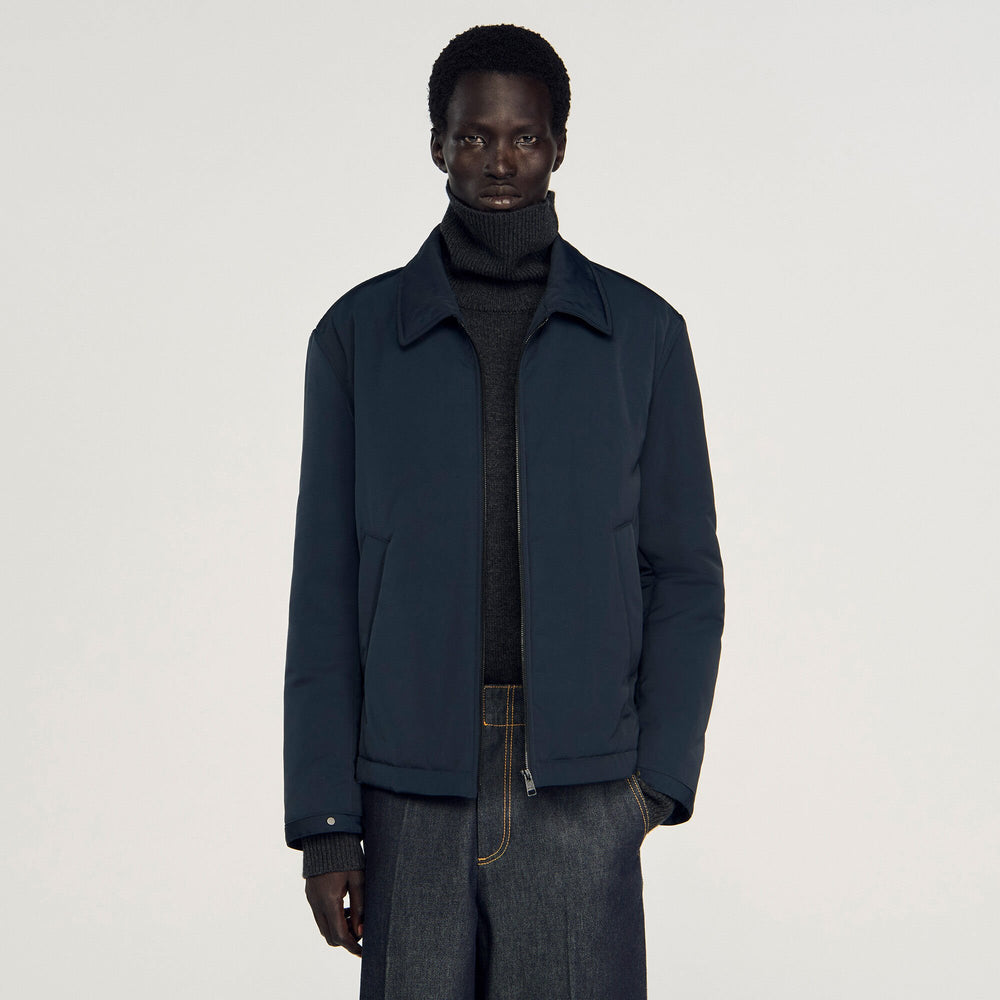 Sandro / Quilted zip-up jacket Navy Blue