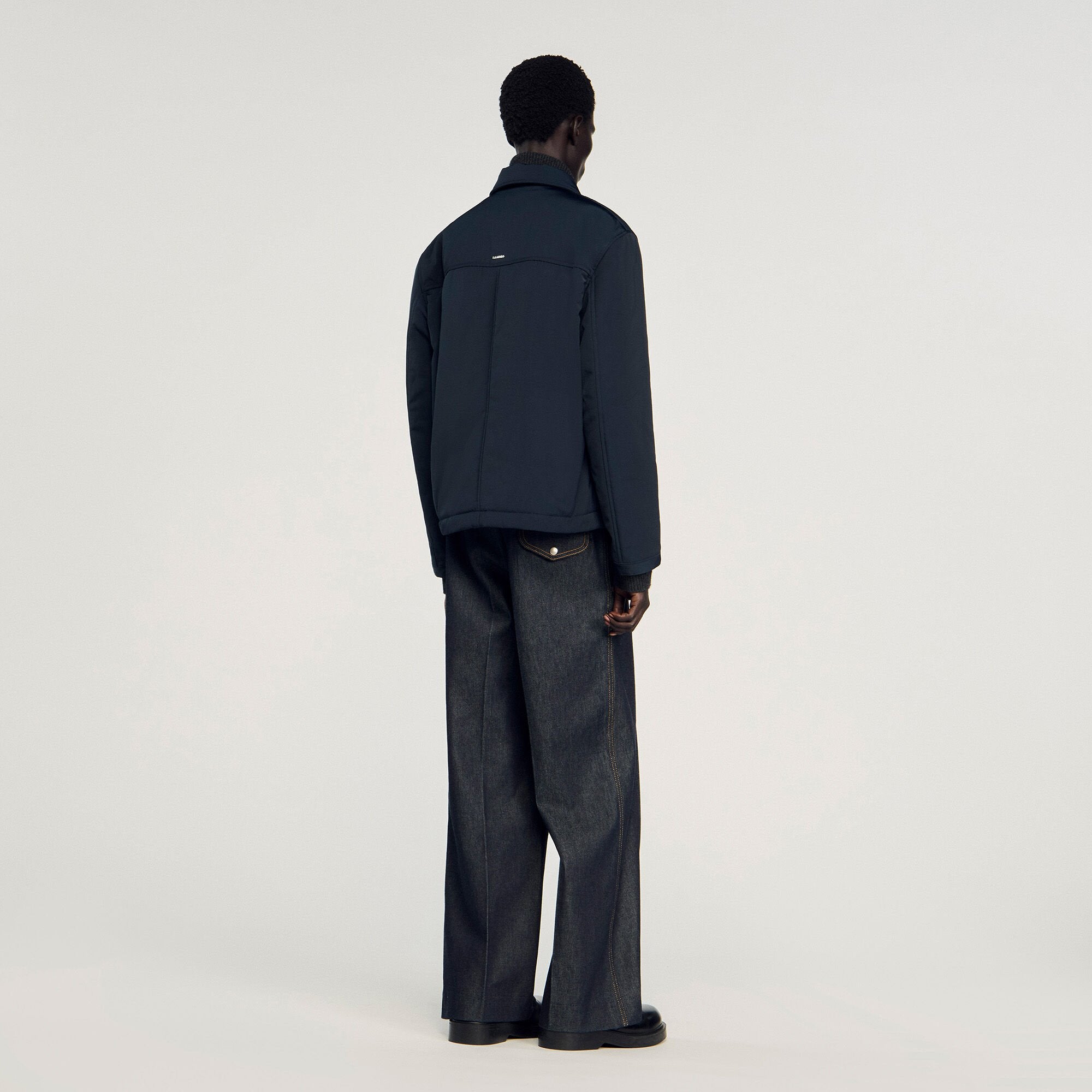 Sandro / Quilted zip-up jacket Navy Blue