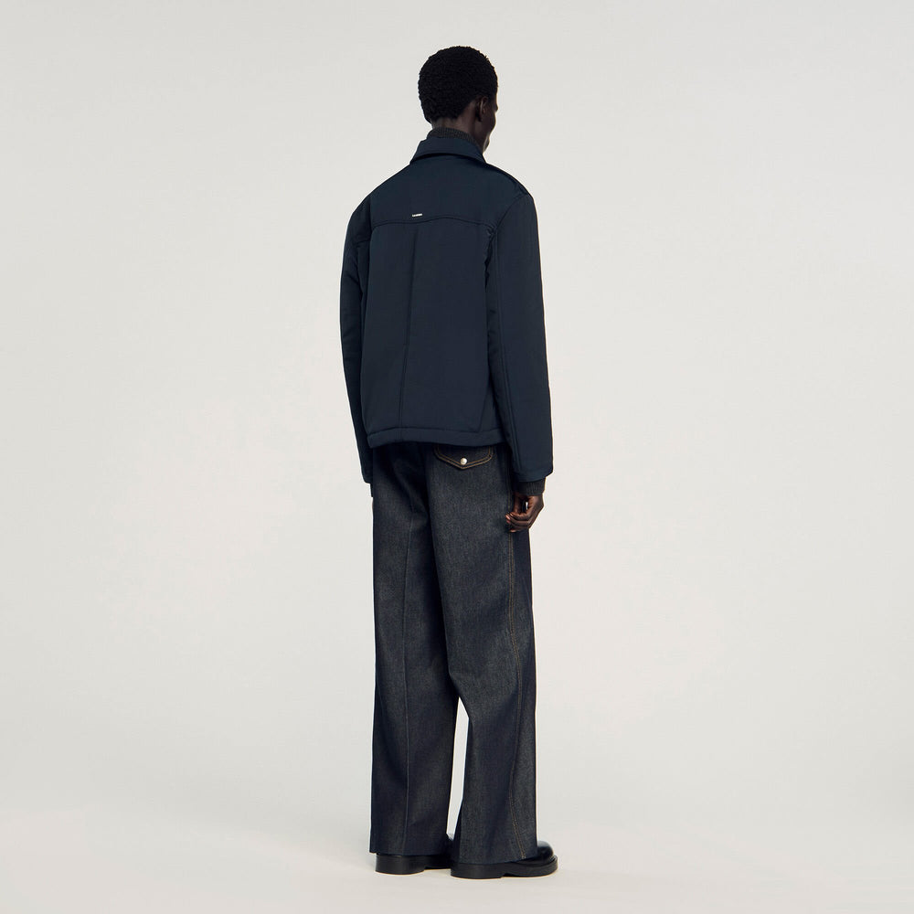 Sandro / Quilted zip-up jacket Navy Blue
