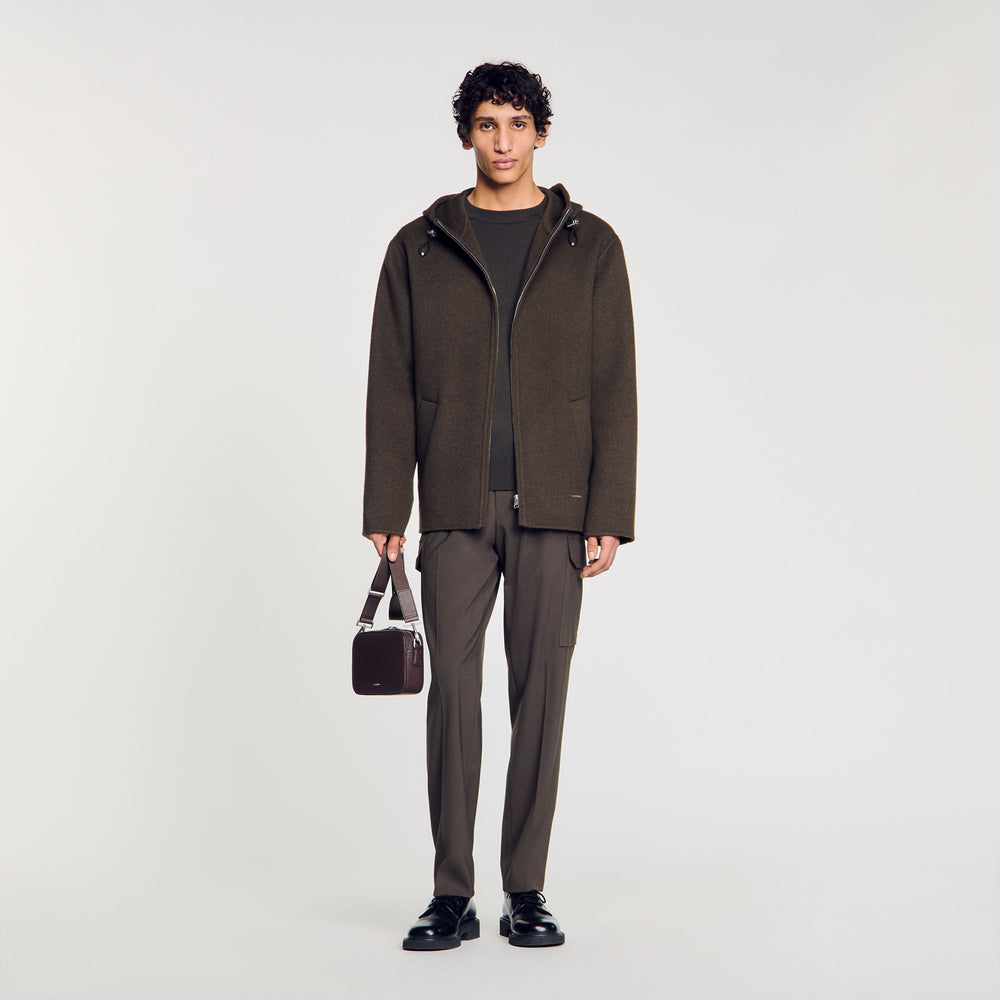 Sandro / Hooded windbreaker Dark Kaki.