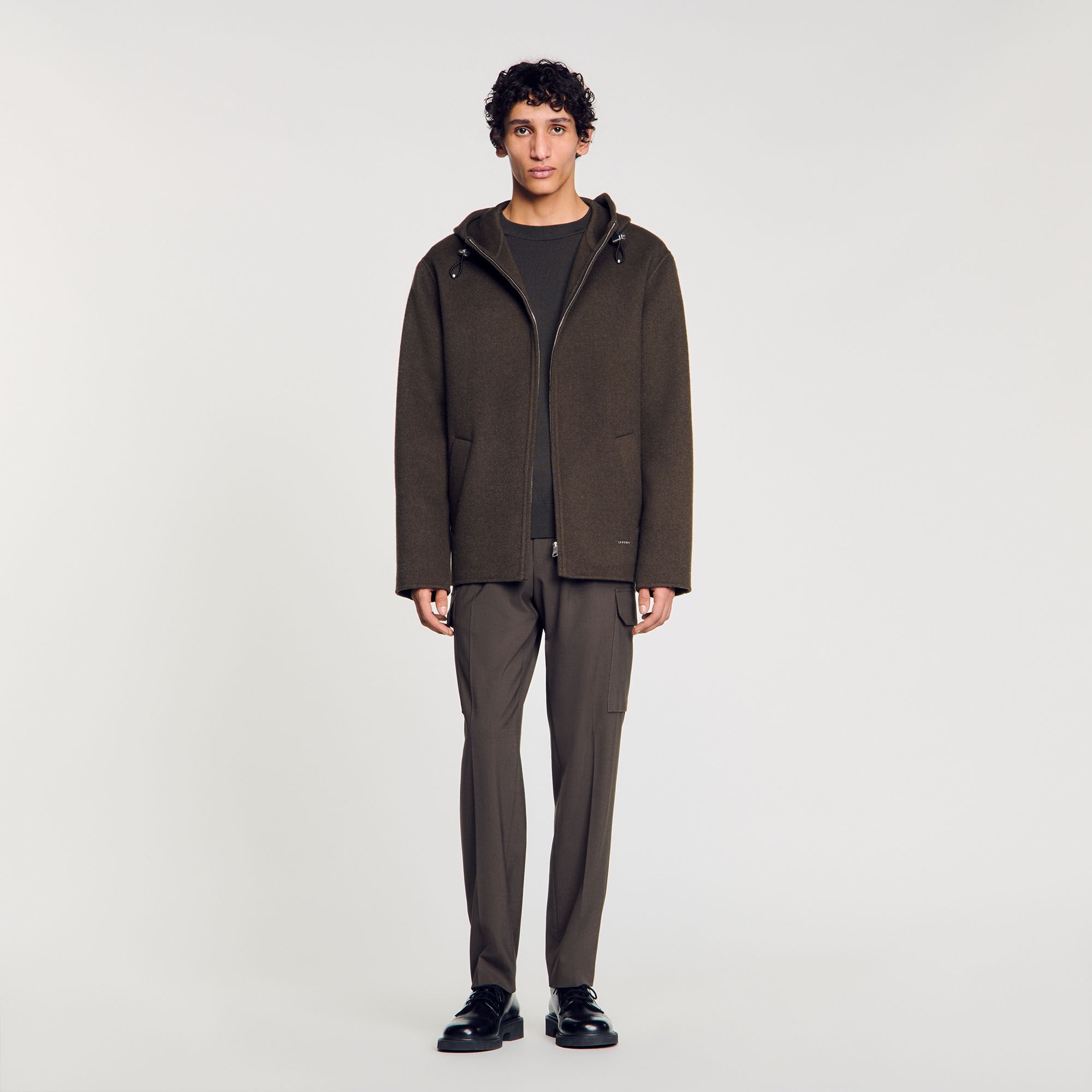 Sandro / Hooded windbreaker Dark Kaki.
