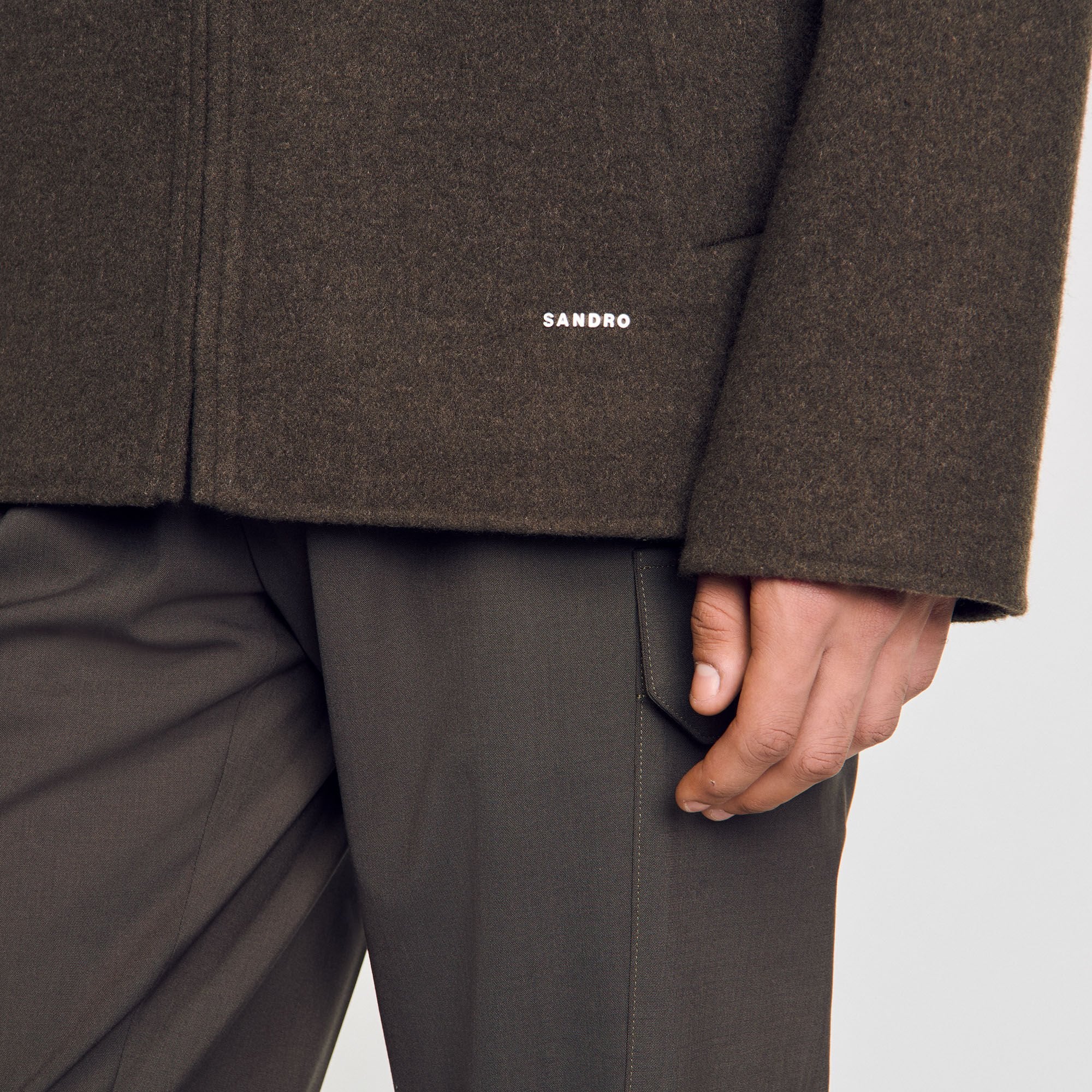 Sandro / Hooded windbreaker Dark Kaki.