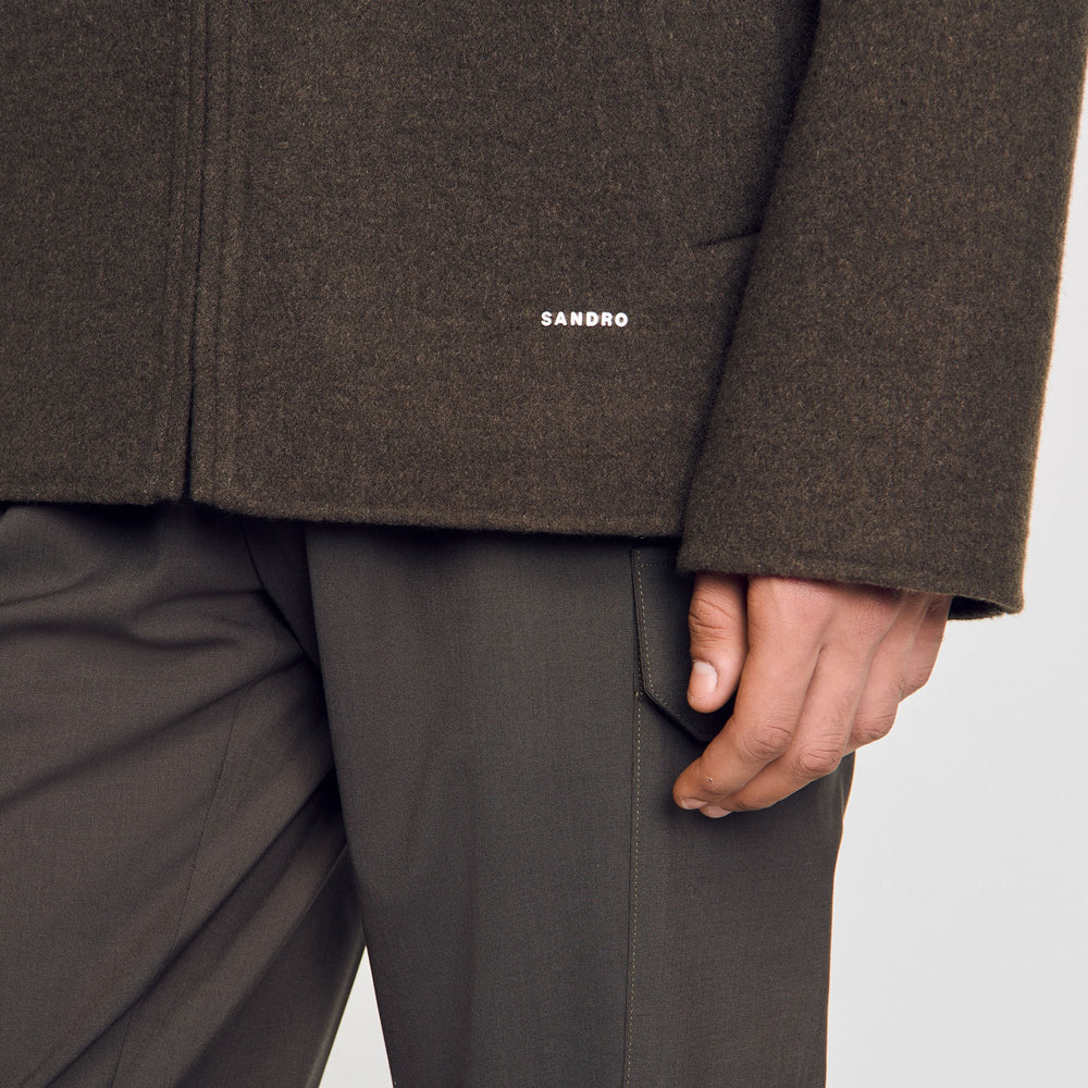 Sandro / Hooded windbreaker Dark Kaki.