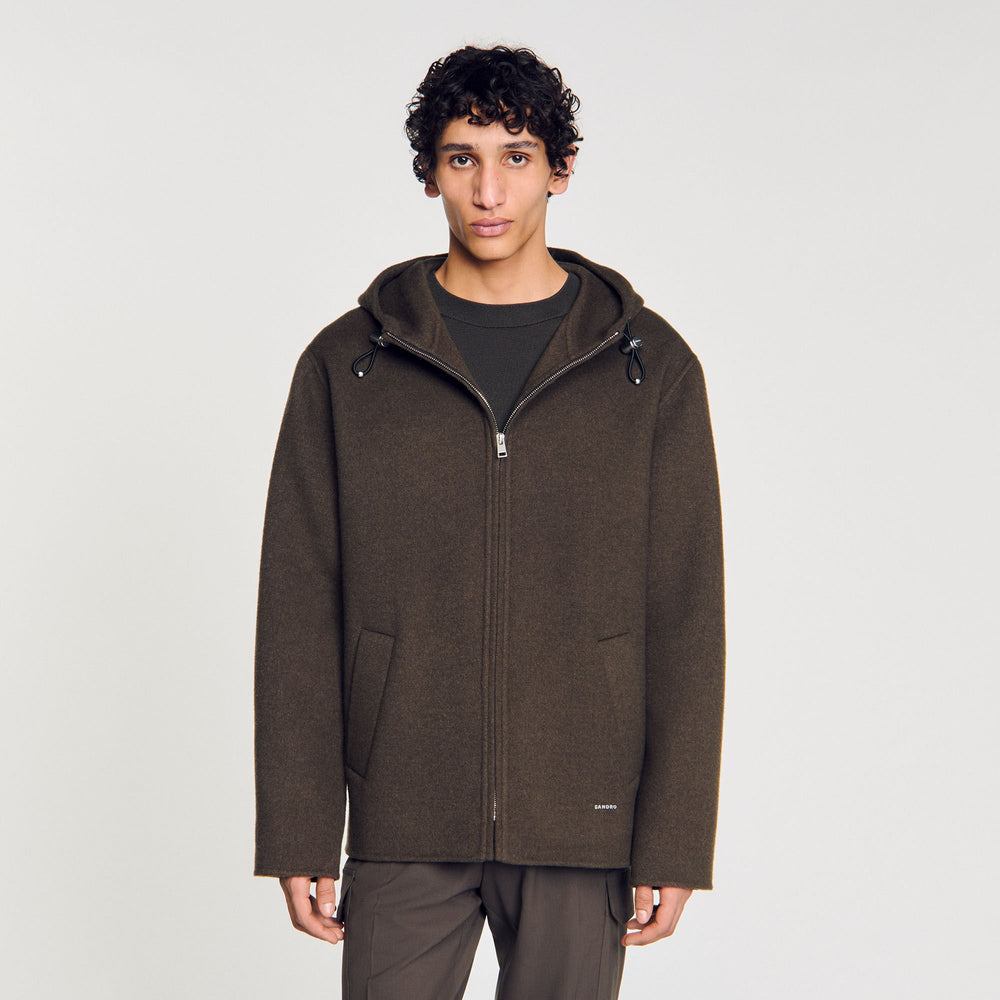 Sandro / Hooded windbreaker Dark Kaki.